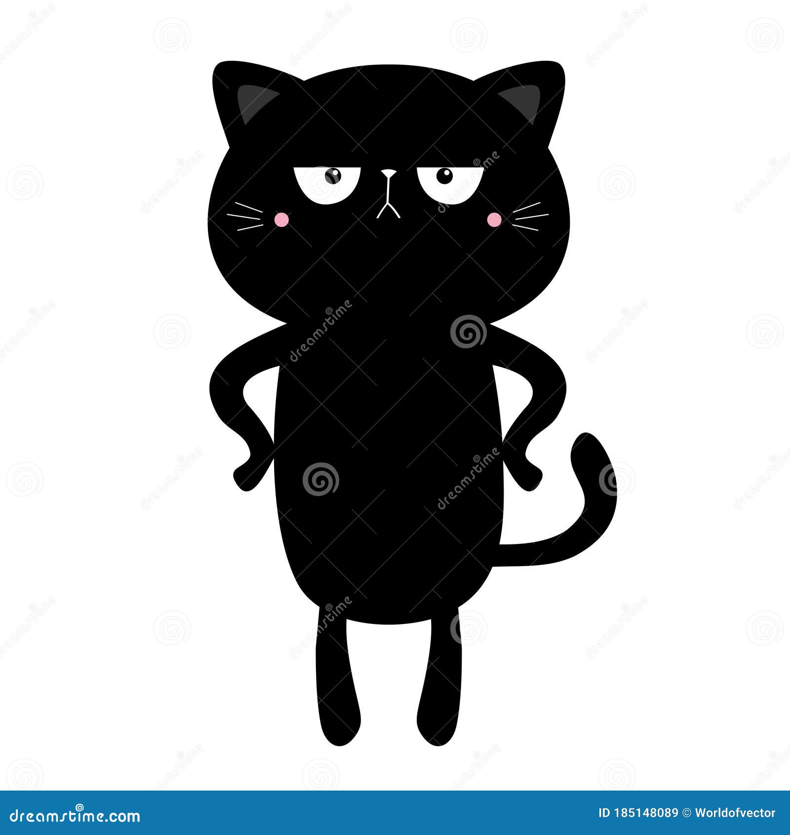 Black Cat Icon. Cute Funny Cartoon Smiling Character. Kawaii Animal. Big  Tail, Whisker, Eyes. Happy Emotion Stock Vector - Illustration of kitten,  meow: 86098274