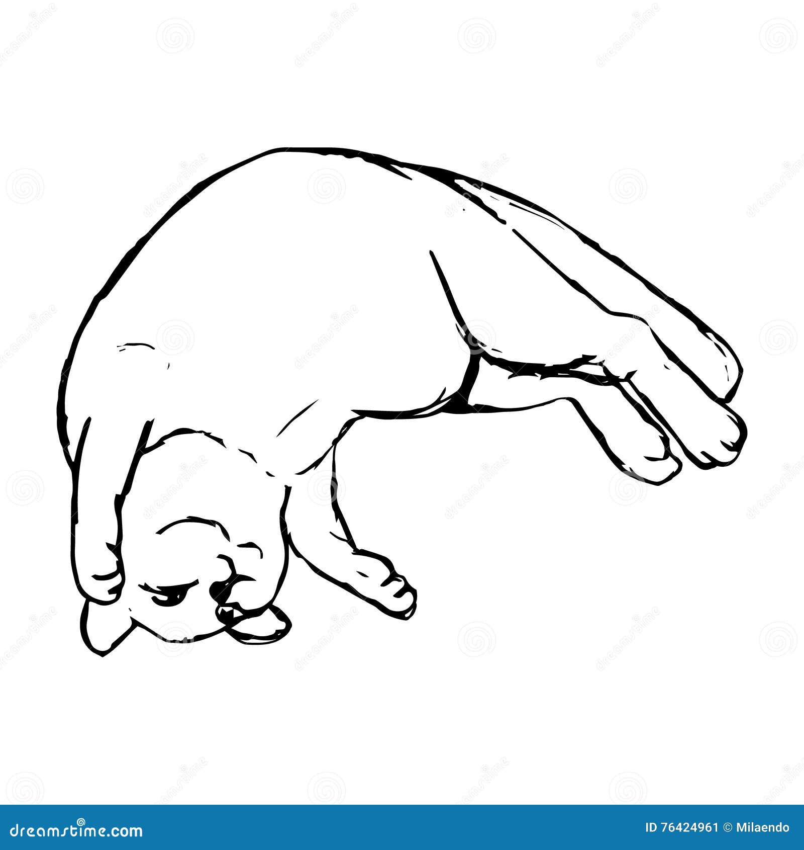 Lying Cat, Pencil Drawing Cartoon Vector 28544541