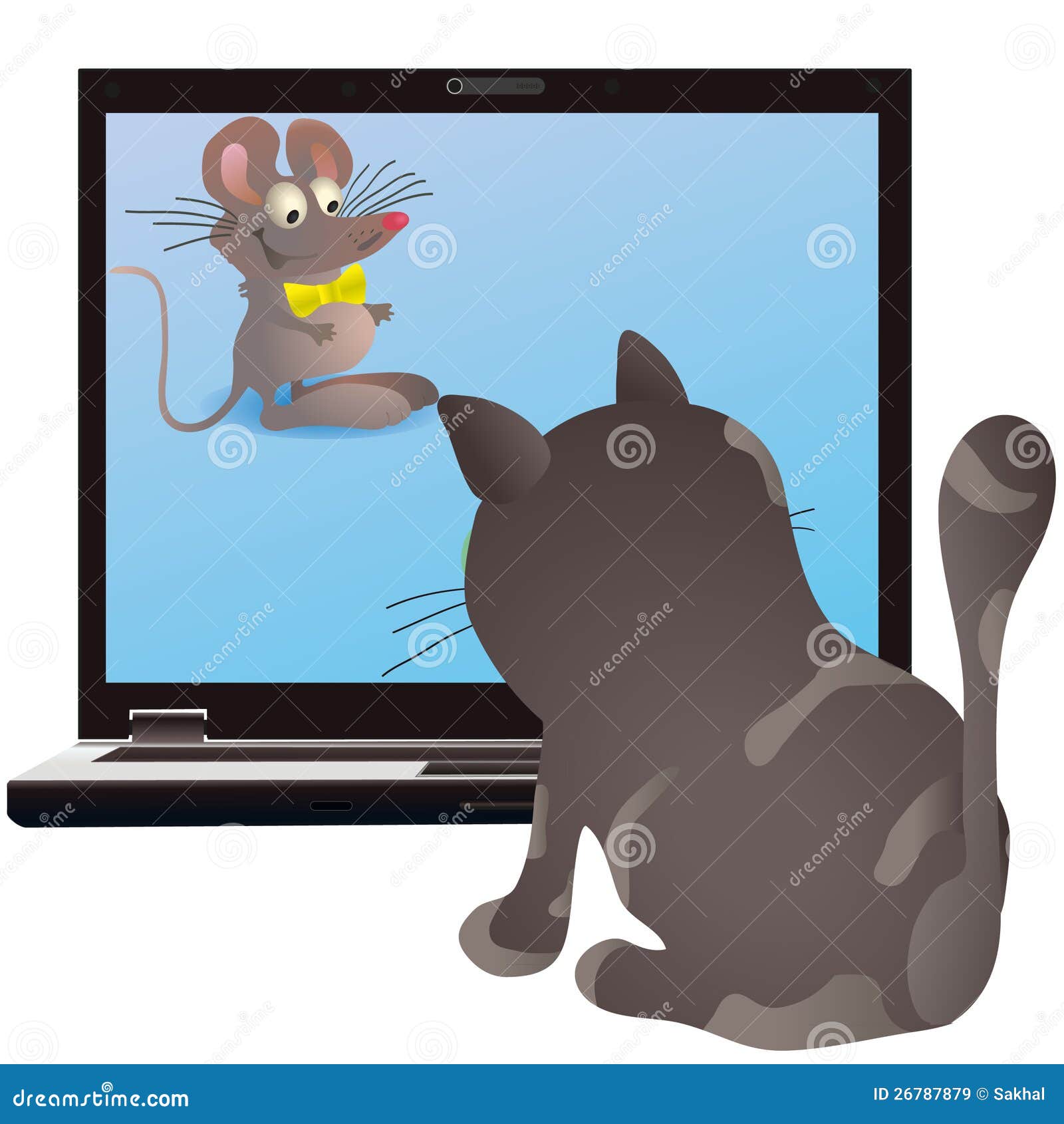 Cat Little Mouse Screen Notebook Stock Illustrations 2 Cat Little