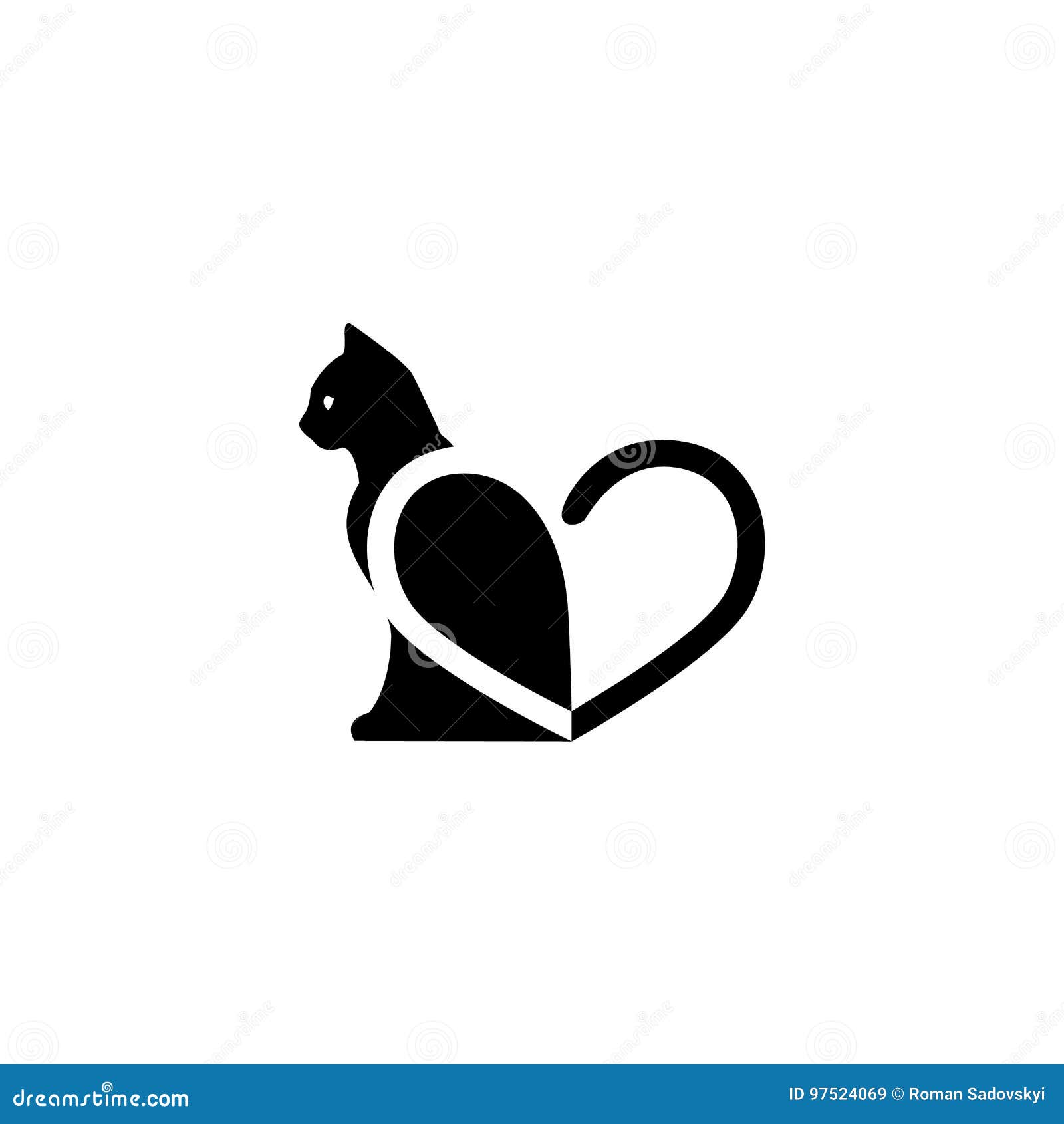 Download Cat logo. Heart silhouette stock vector. Illustration of ...