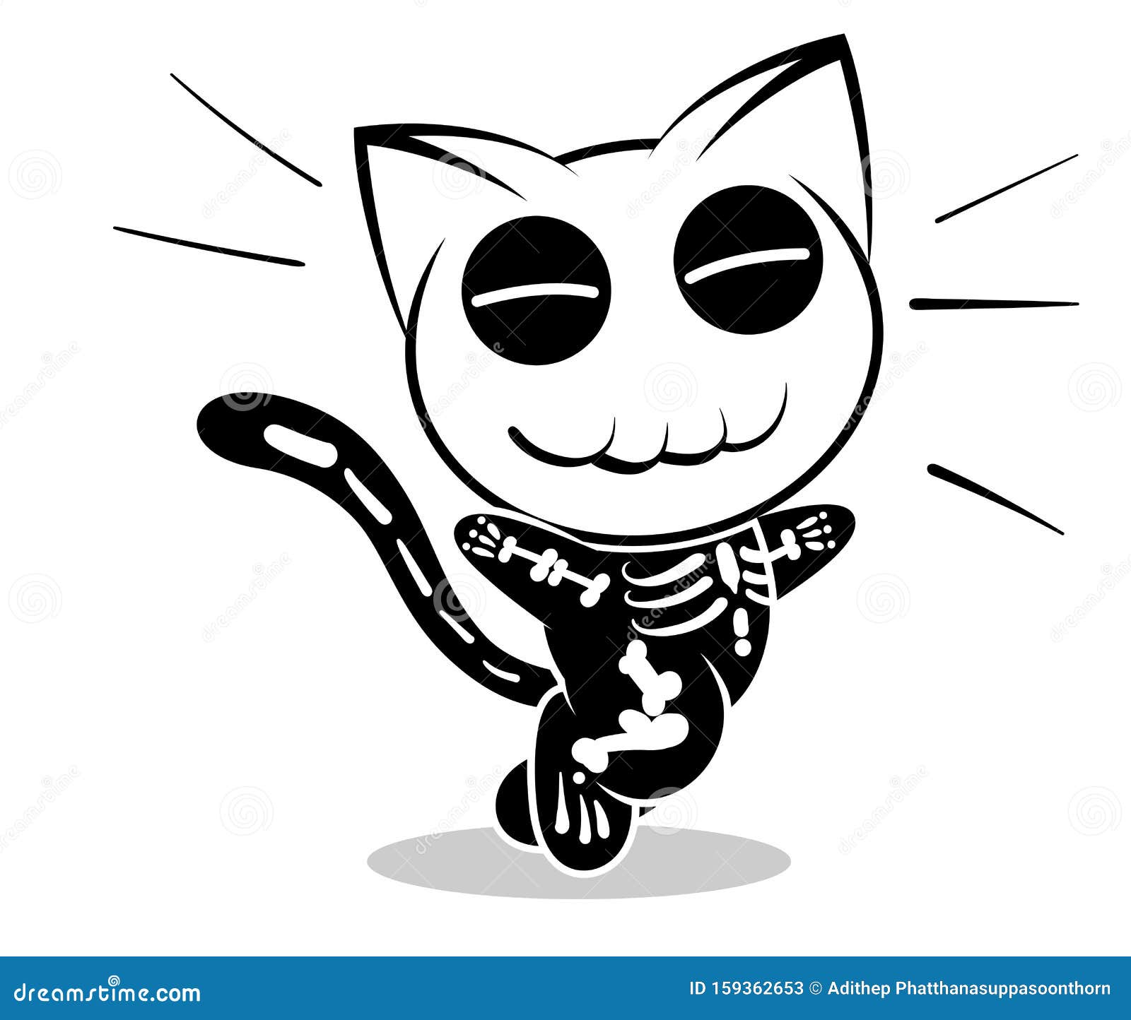 Illustrations Of Black Cat Action Logo On White Background