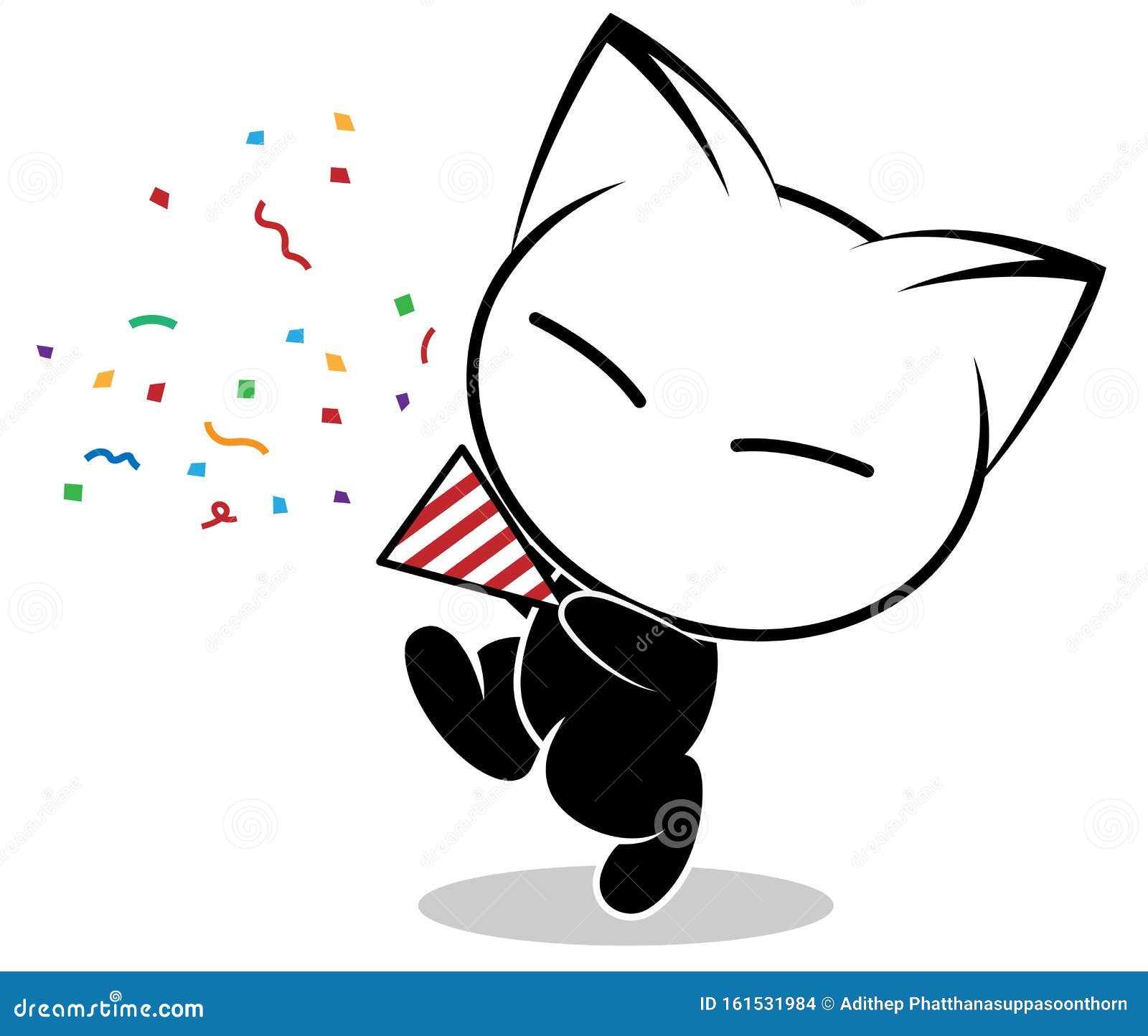 Illustrations Of Black Cat Action Logo On White Background
