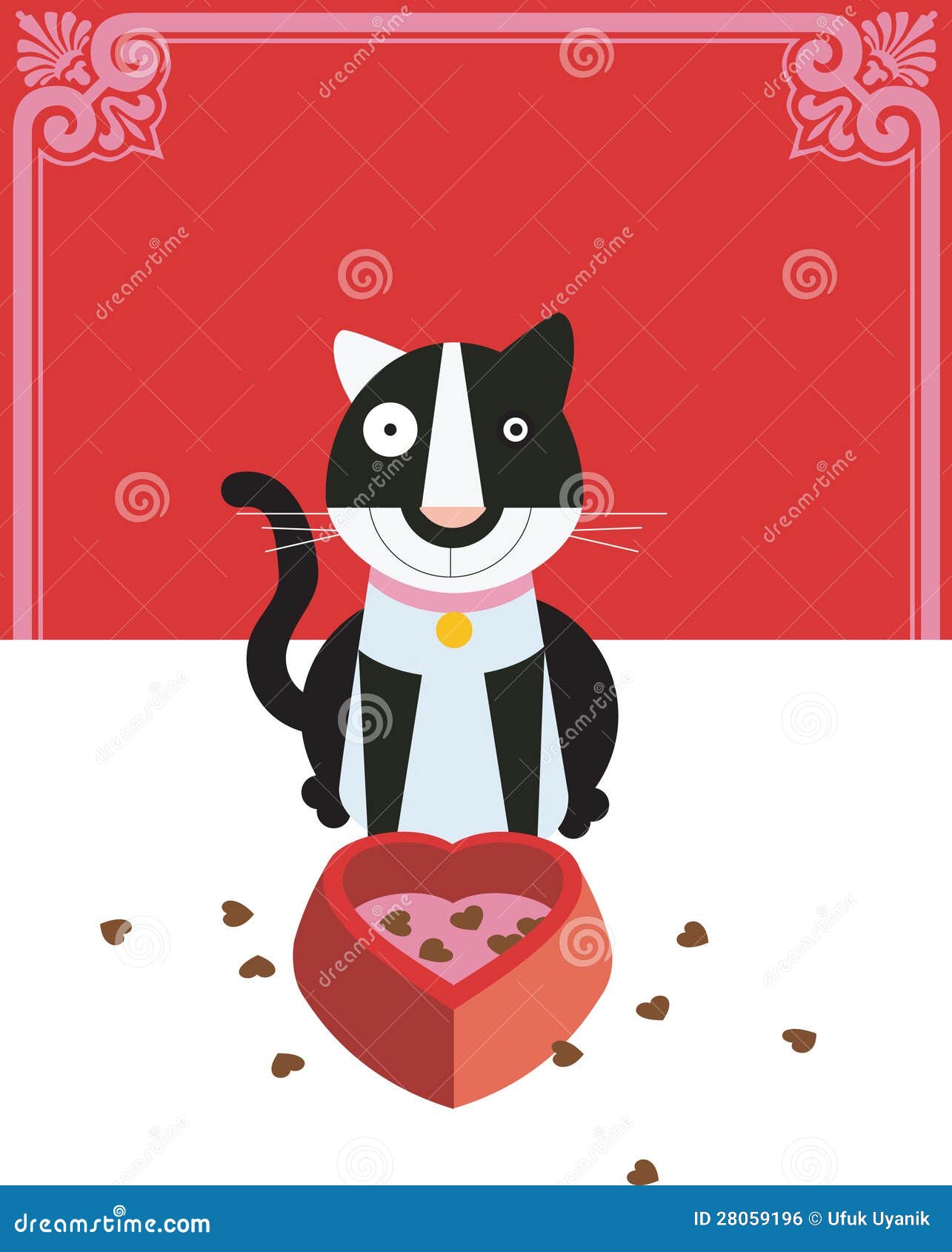 Cat loves food stock illustration. Illustration of cute 28059196