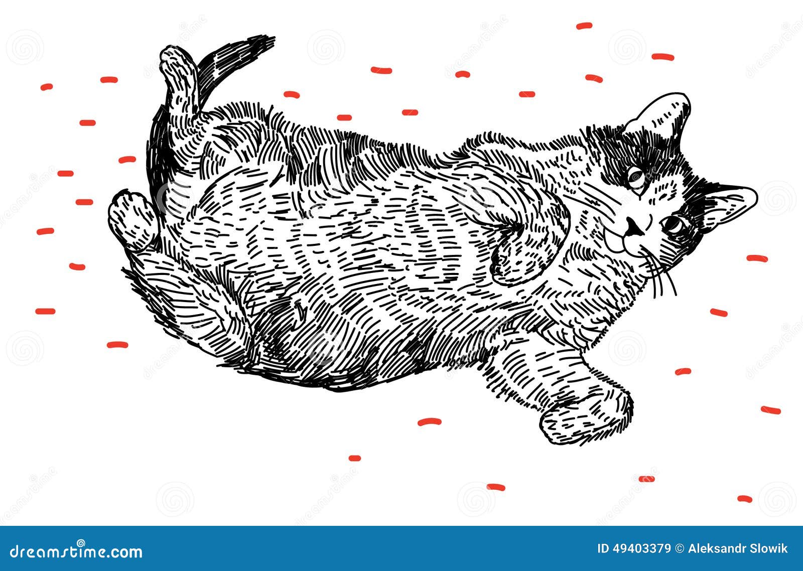 Cat lying on his back stock vector. Illustration of animals 49403379