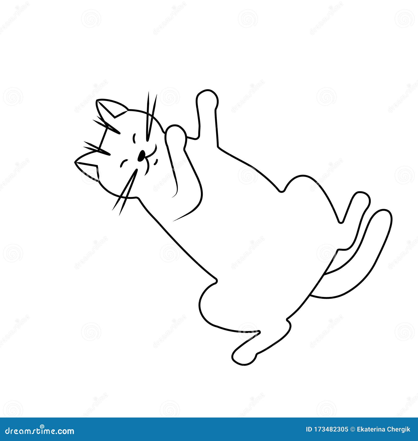 The Cat Is Lying On Its Back, A Simple Silhouette Stock Illustration