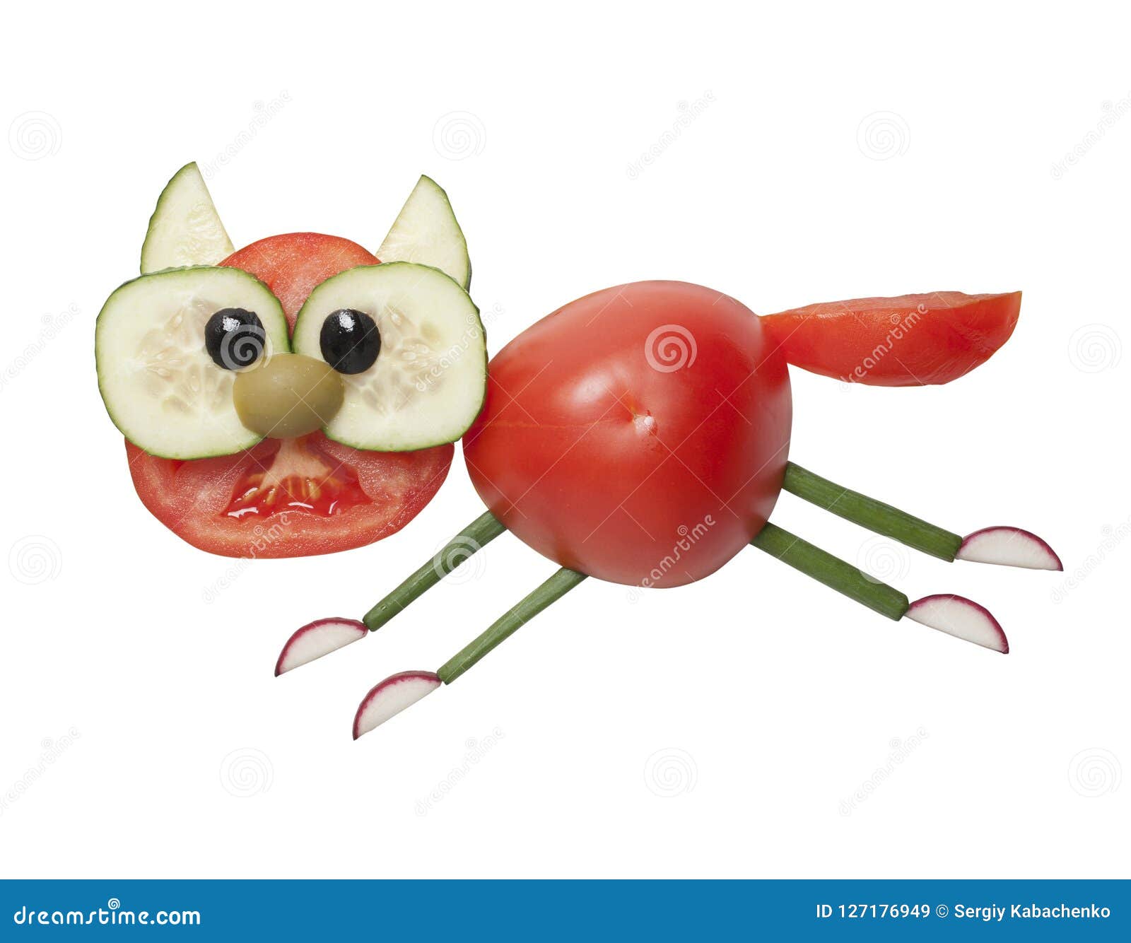 Cat Made with Fresh Vegetables on Isolated Background Stock Image - Image  of olive, fresh: 127176949