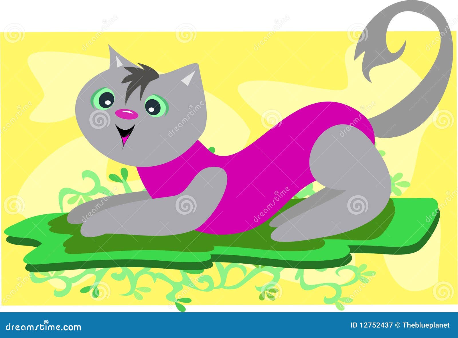 Cat on a Mat stock illustration. Illustration of mammal 12752437