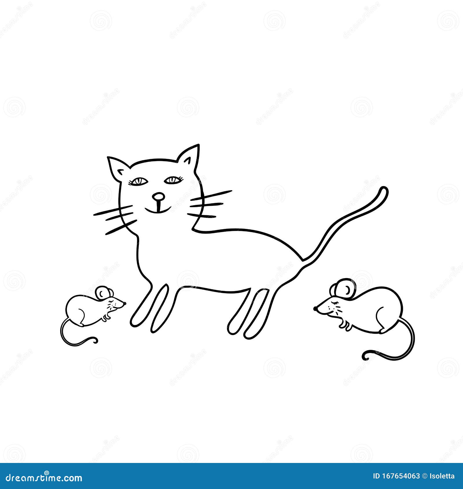 Download Cat And Mouse Illustration. Funny Animals Stock Vector - Illustration of portrait, vector: 167654063