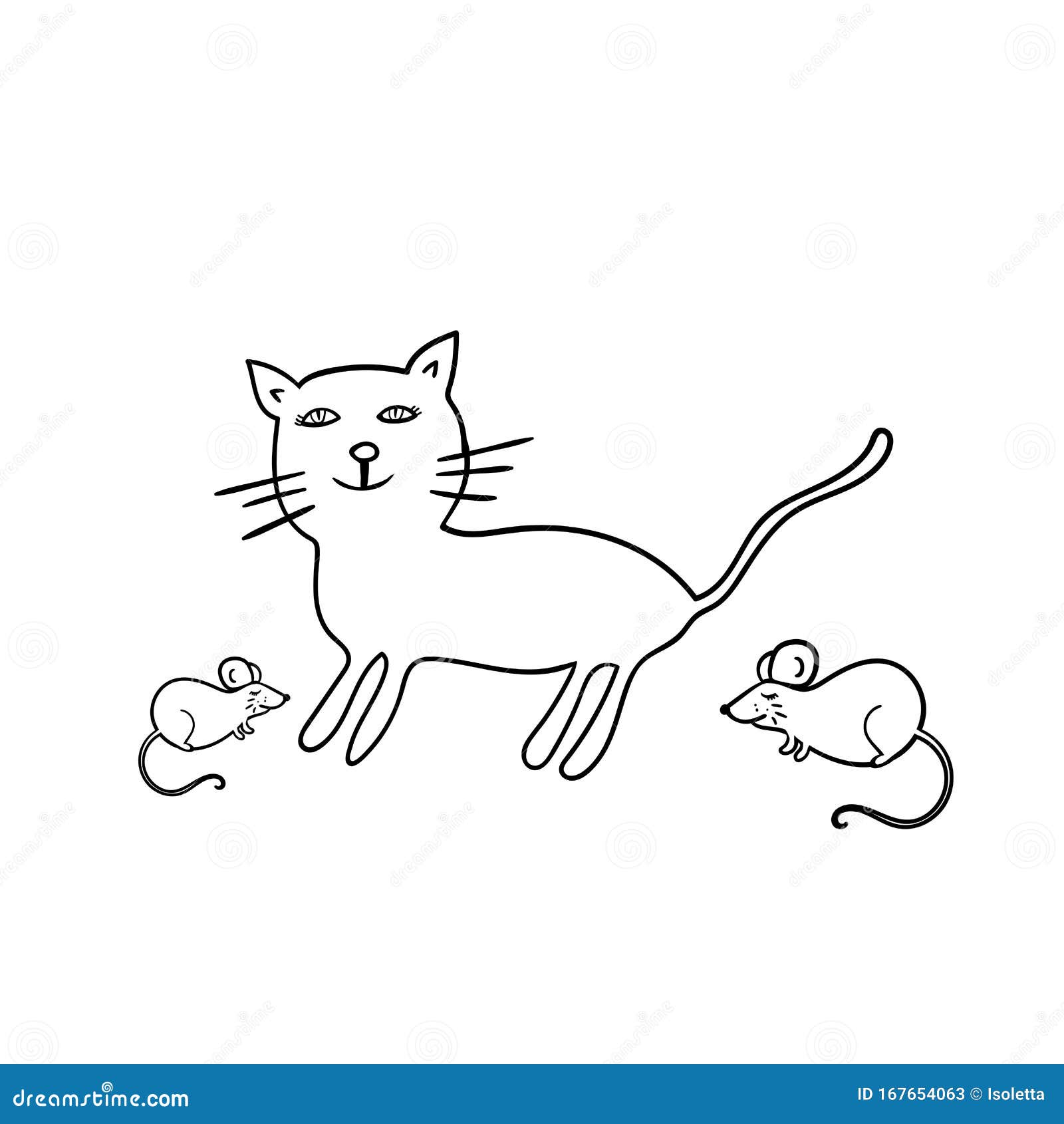 Cat and Mouse Illustration. Funny Animals Stock Vector - Illustration