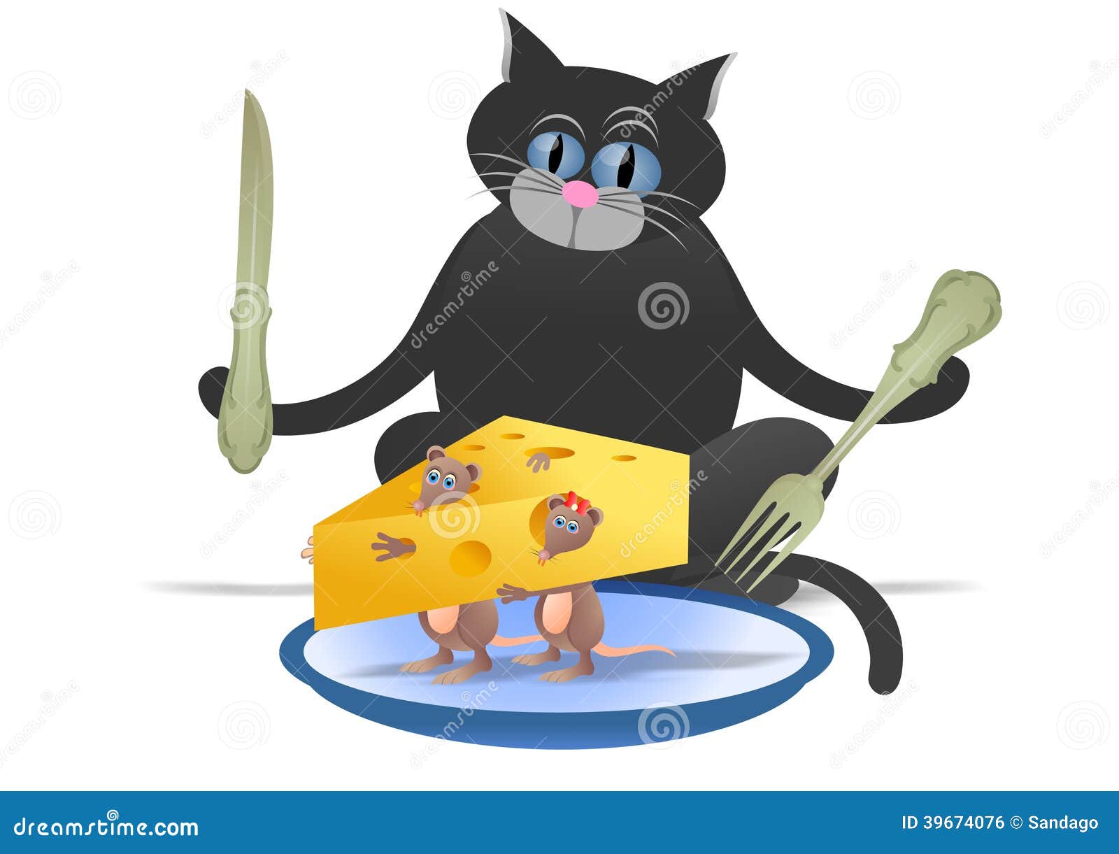 Cat and mouse stock vector. Illustration of happiness 39674076