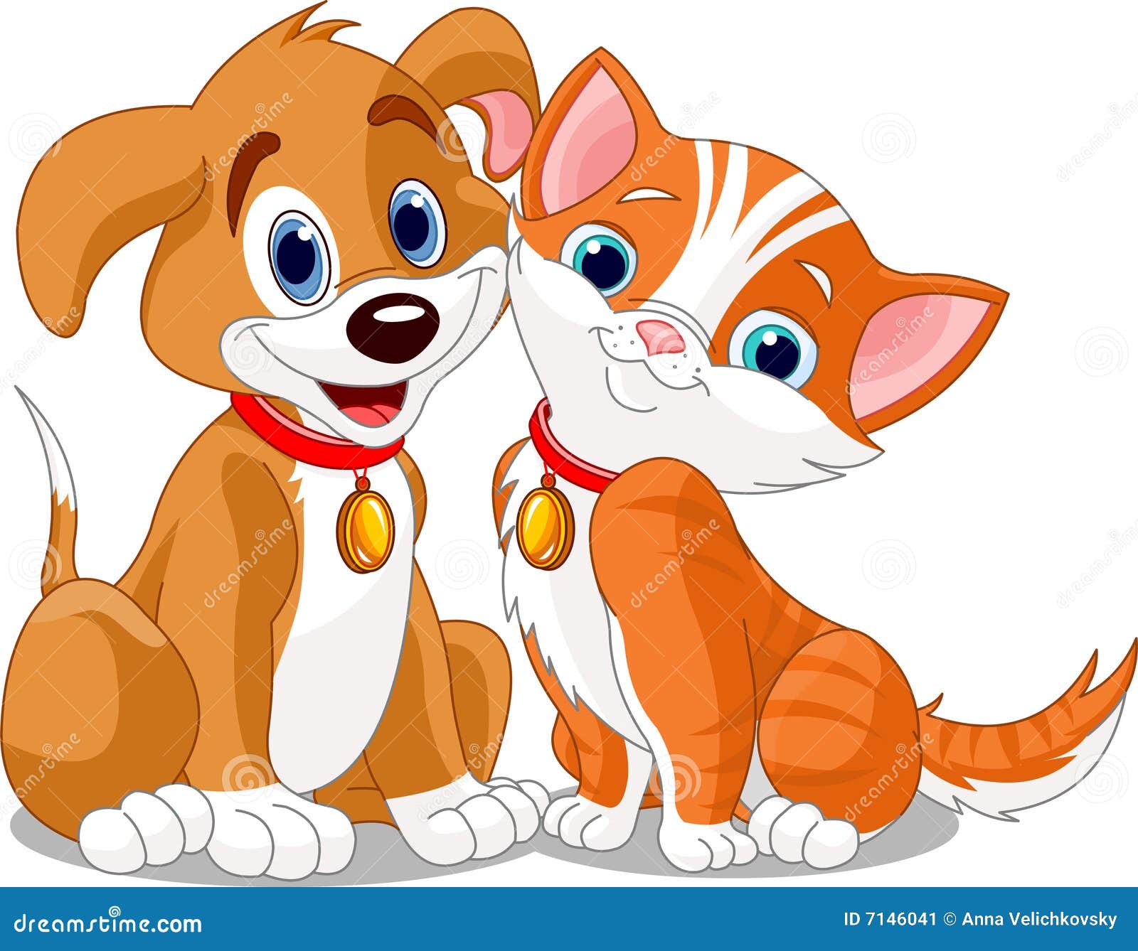 Cat_n_dog stock vector. Illustration of comics, clip, play 7146041