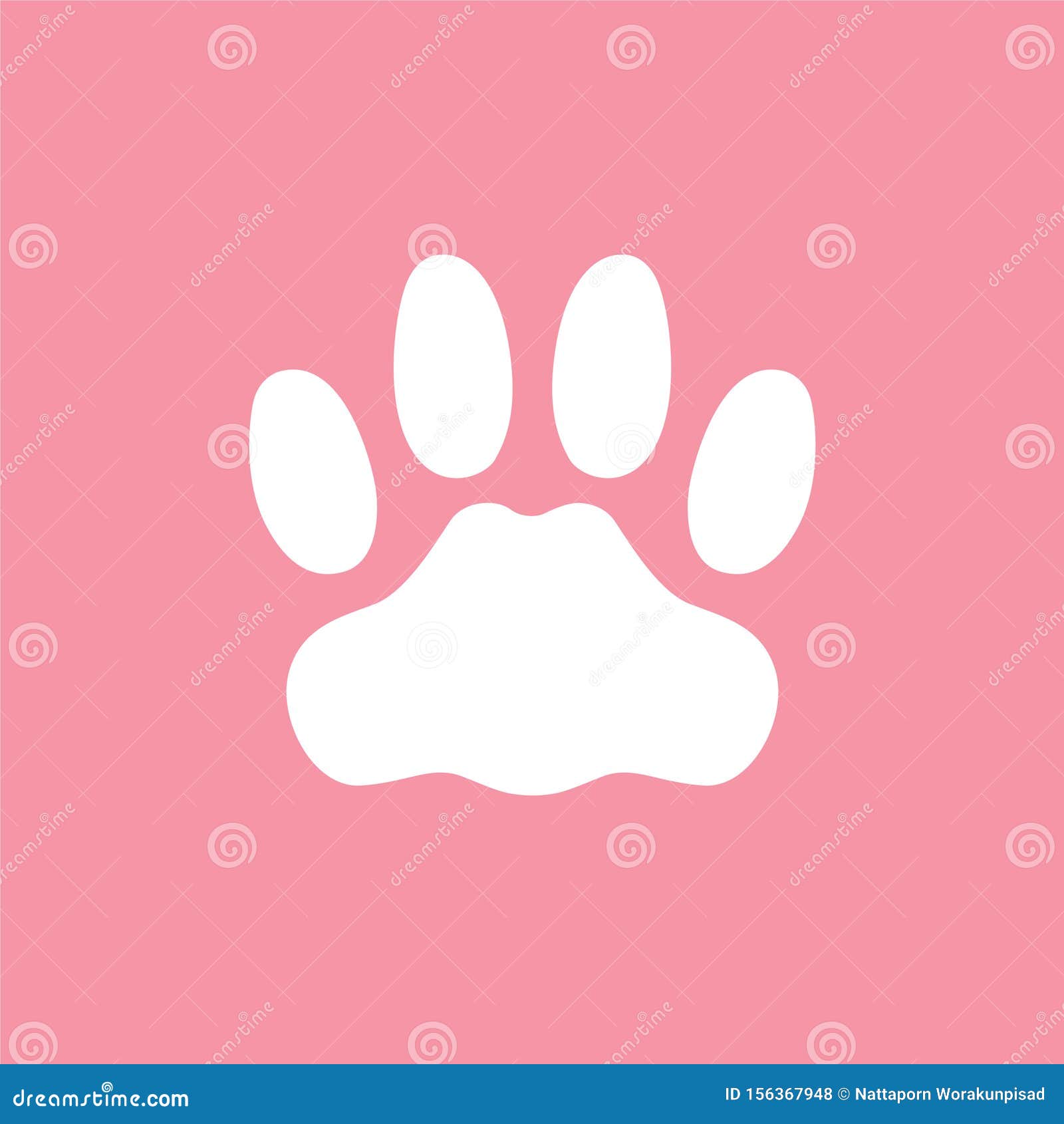 Cat Paw Print Isolated on Pink Background. Stock Vector - Illustration
