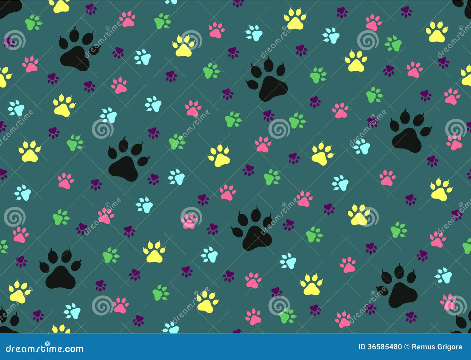 Cat Paw Prints Seamless Background - Cdr Format Stock Vector