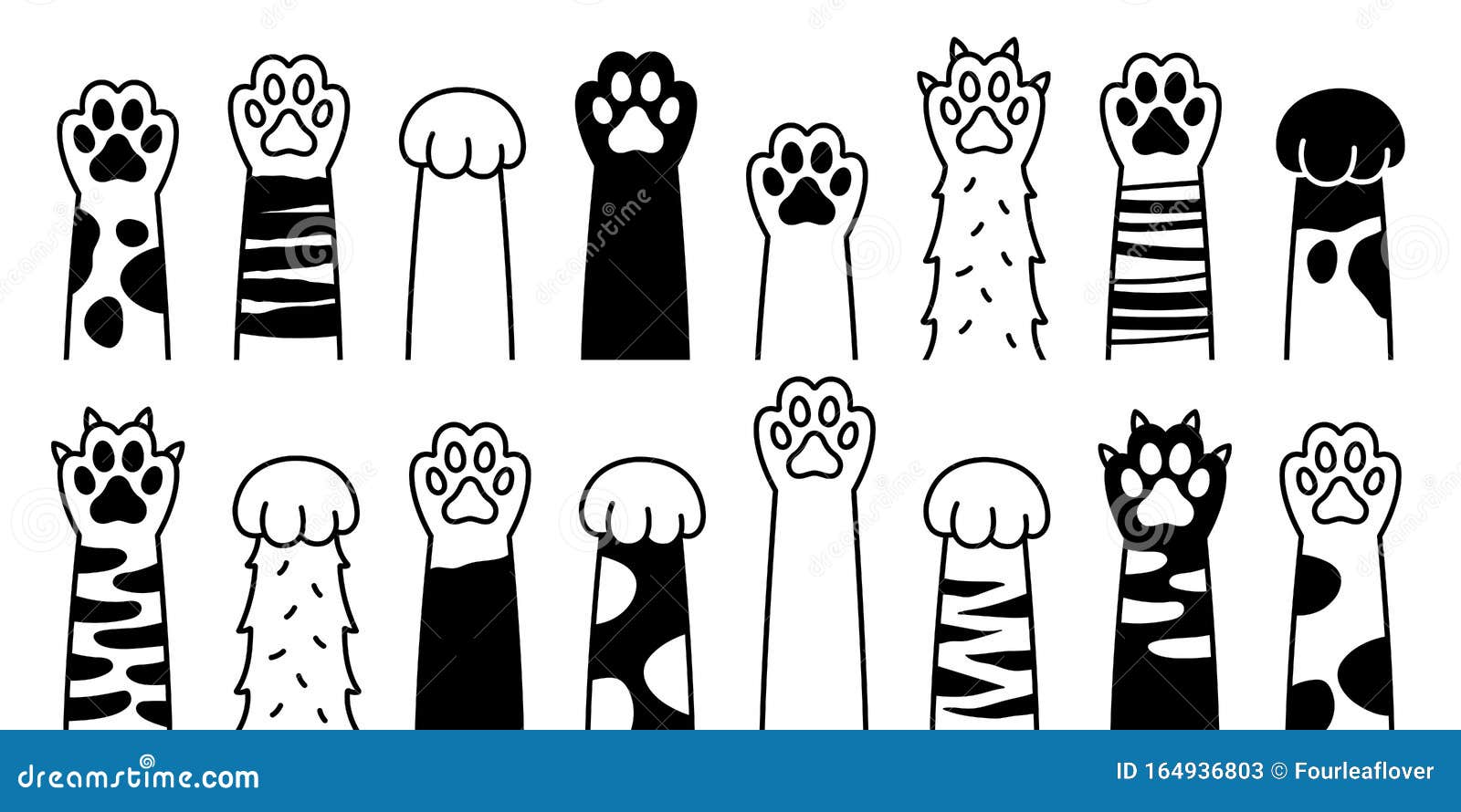 Paw Vector Paw Cat Breed Vector Doodle Character Stock Vector - Illustration of icon: 164936803
