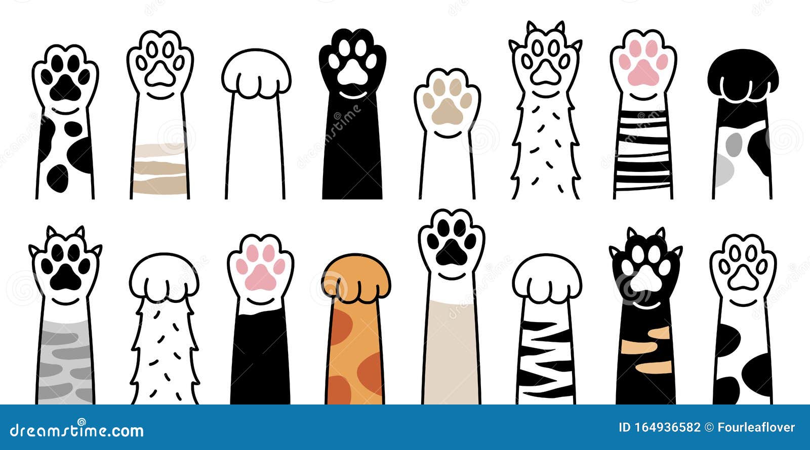 Cat Paws Vector Doodle Illustrations Stock Vector - Illustration of kitten, white: