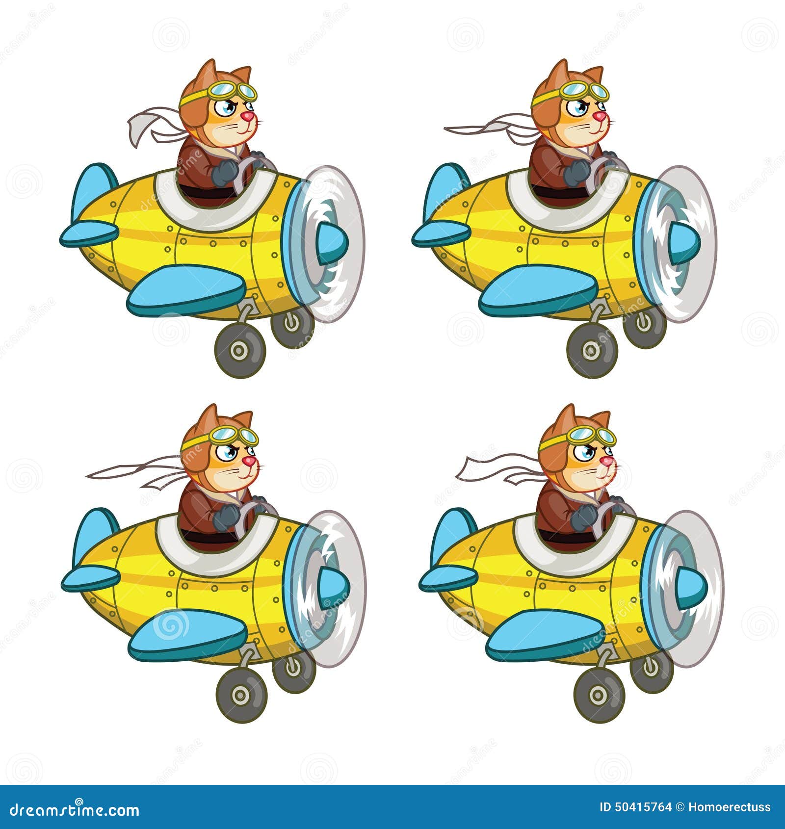 Cat Pilot Animation Sprite stock abbildung. Illustration von flugzeug