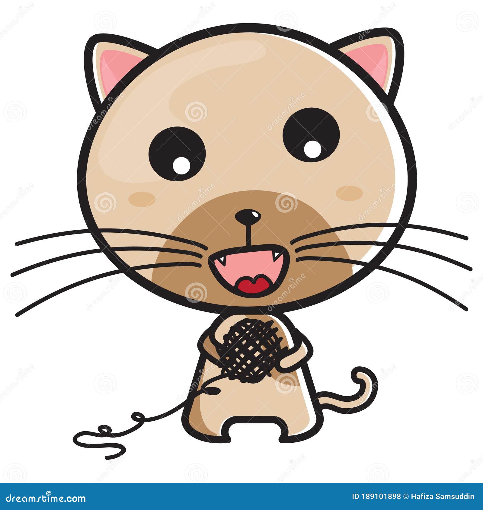 Cat Playing with Yarn. Vector Illustration Decorative Design Stock