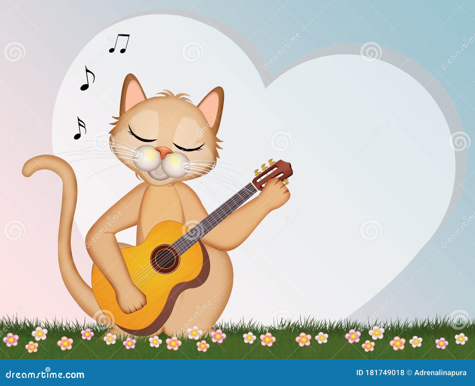 Cat plays the guitar stock photo. Image of outdoor, music 181749018