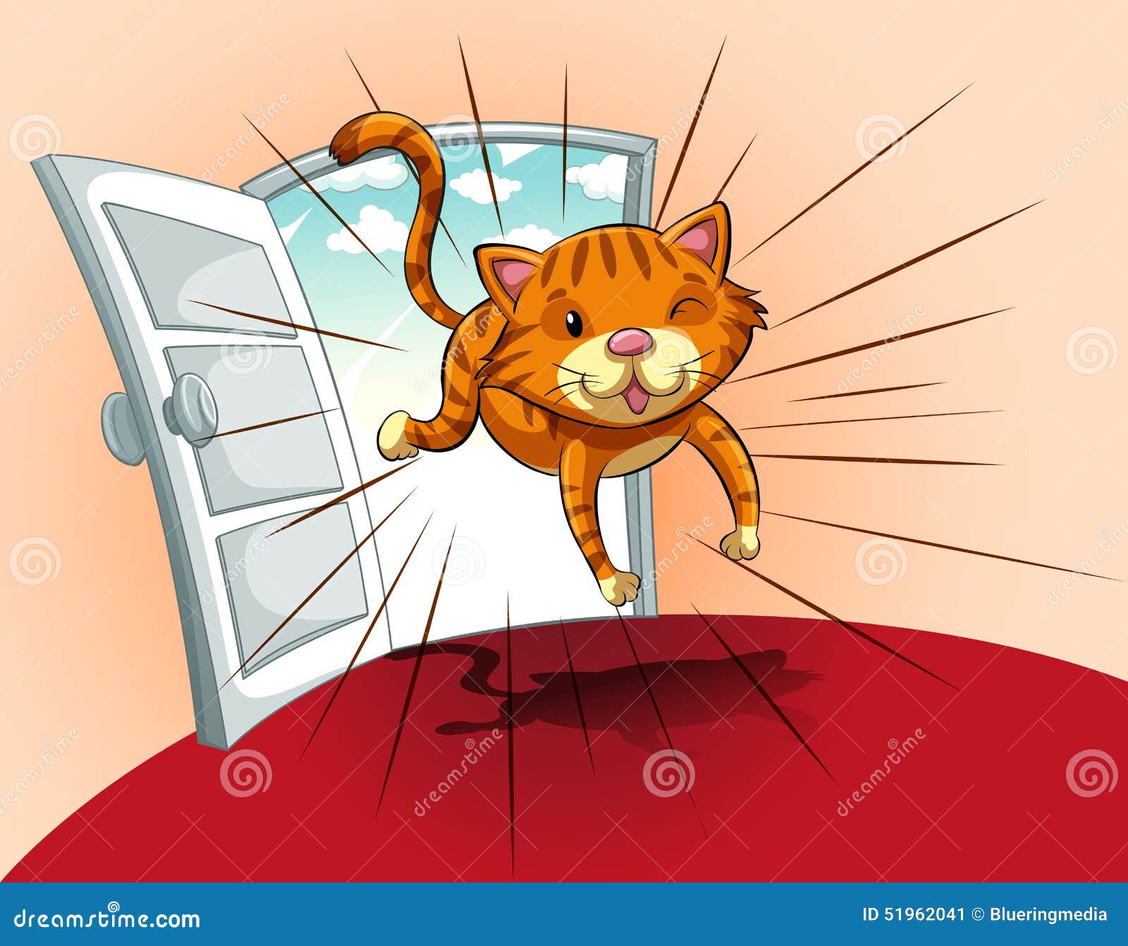 Cat running stock vector. Illustration of jumping, cute - 51962041
