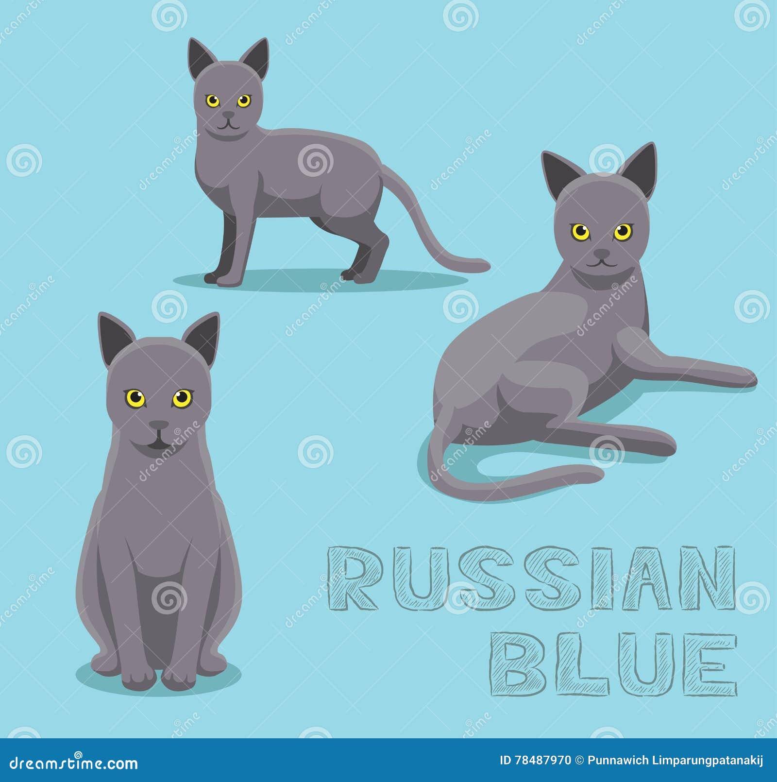 Cat Russian Blue Cartoon Vector Illustration Stock Vector
