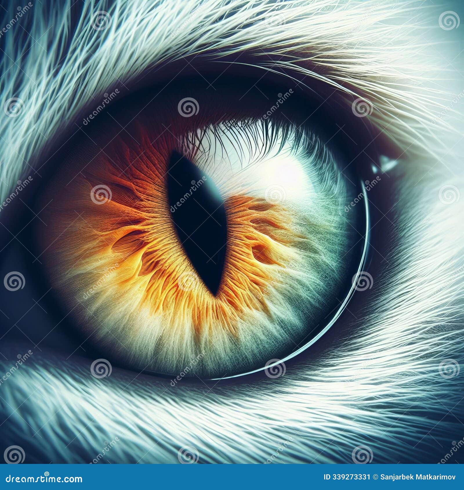 cat's eye view close up of a cat's eye photogram effect