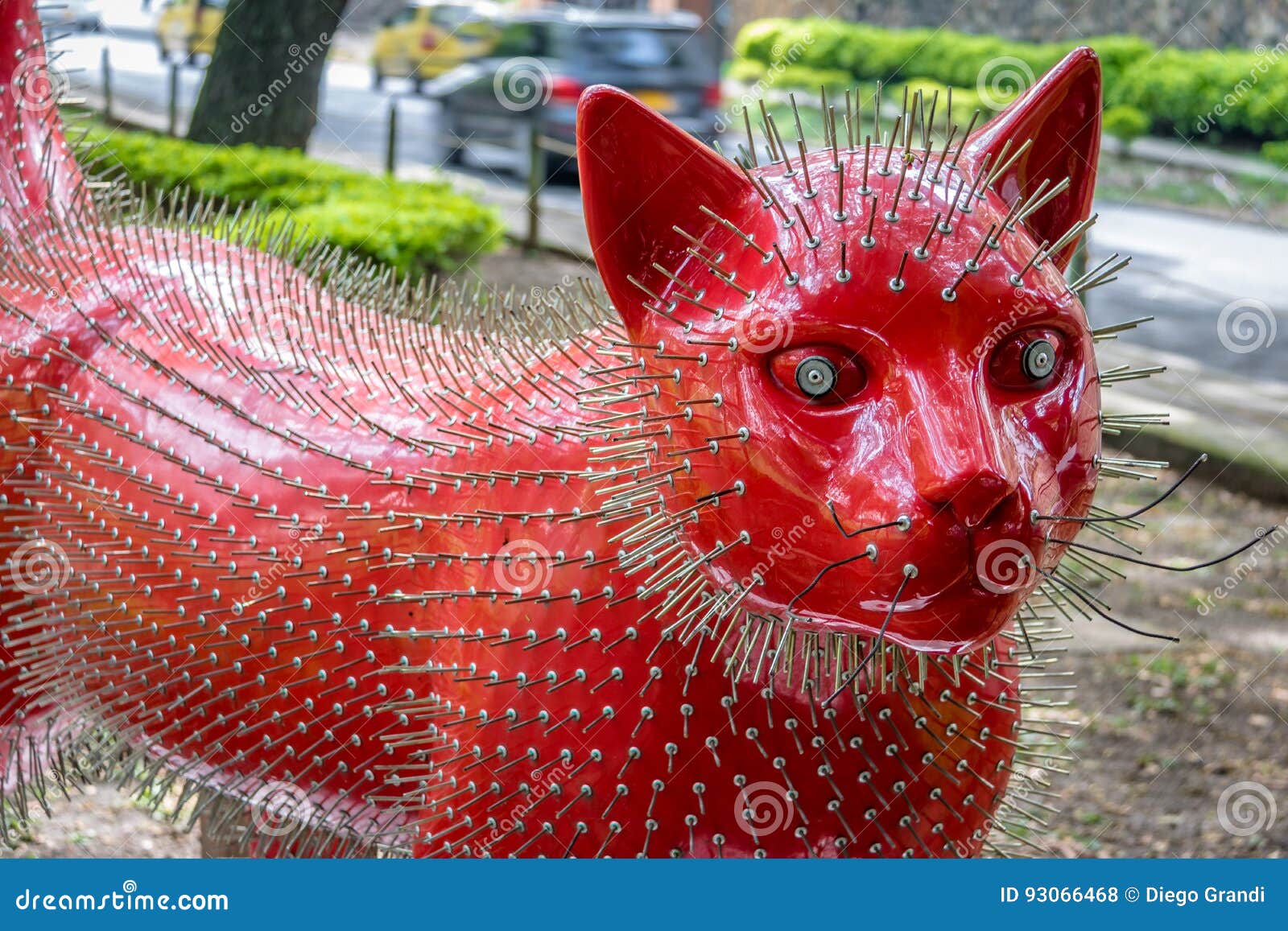 Cat Sculpture at Cats Park Cali, Colombia Editorial Stock Photo