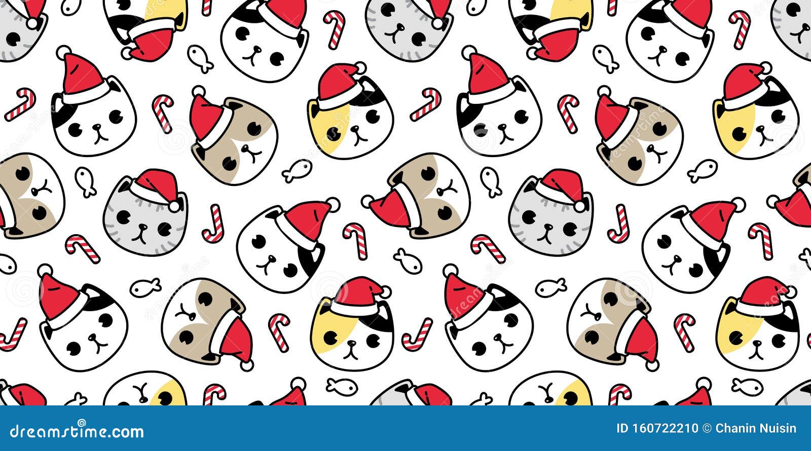 Set of Cute Cat Christmas Wallpaper Graphic by firdausm601  Creative  Fabrica