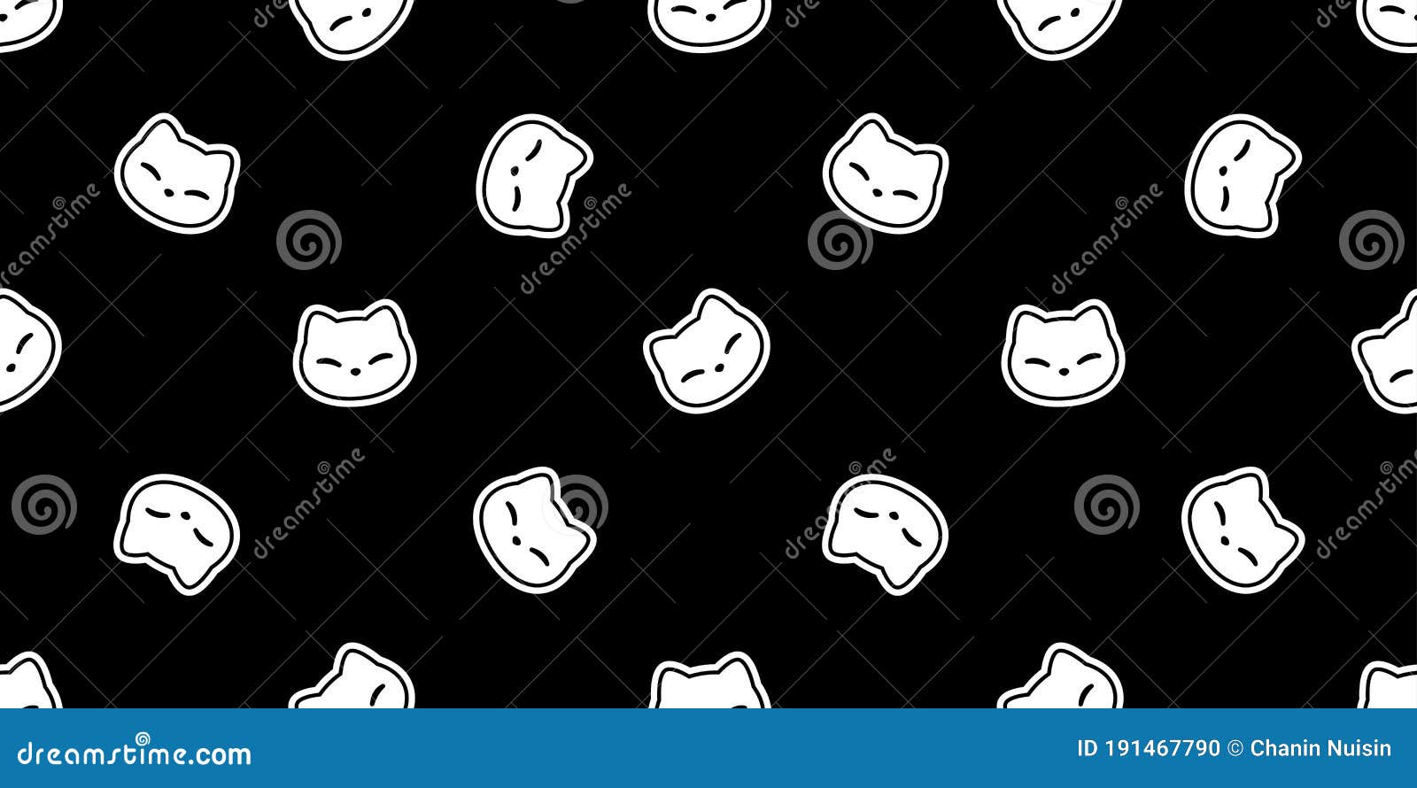 cat seamless pattern kitten calico  pet face head scarf  repeat background cartoon animal tile wallpaper illustratio