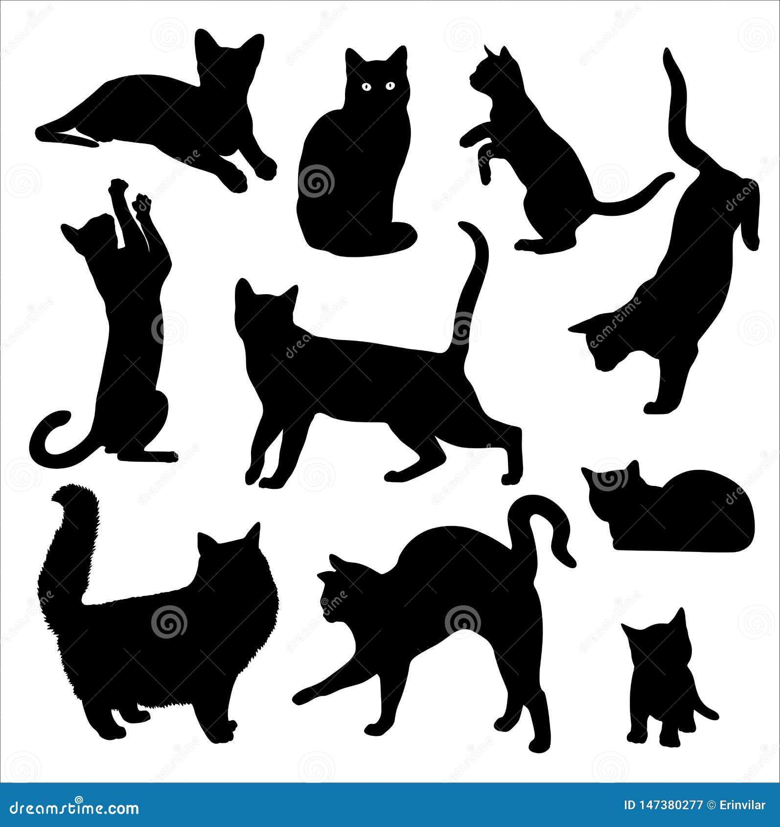 Download Cat Silhouette Vector Set Isolated On White Background ...