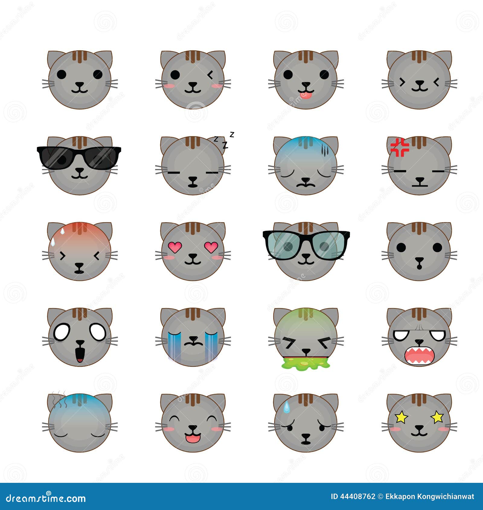 Cat icon set vector illustration symbol Stock Vector by ©slalomop 107069186