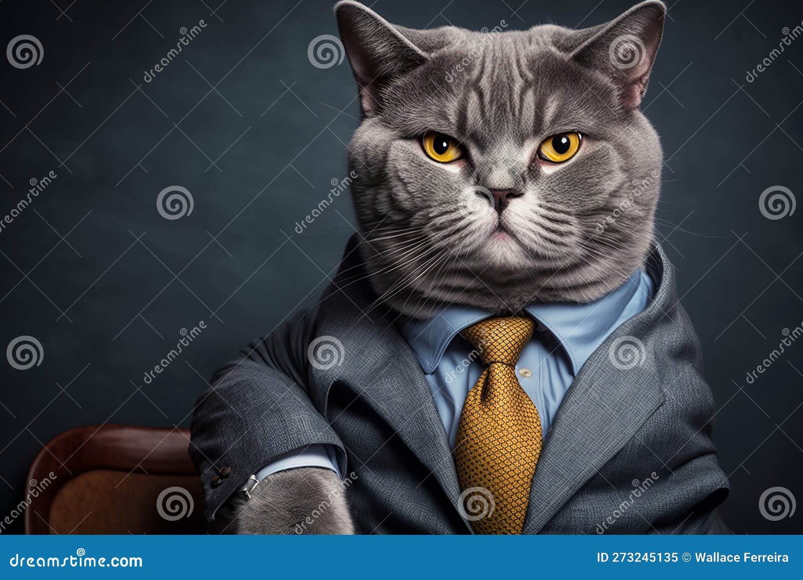 cat with suit. feline wearing business clothes. generative ai.