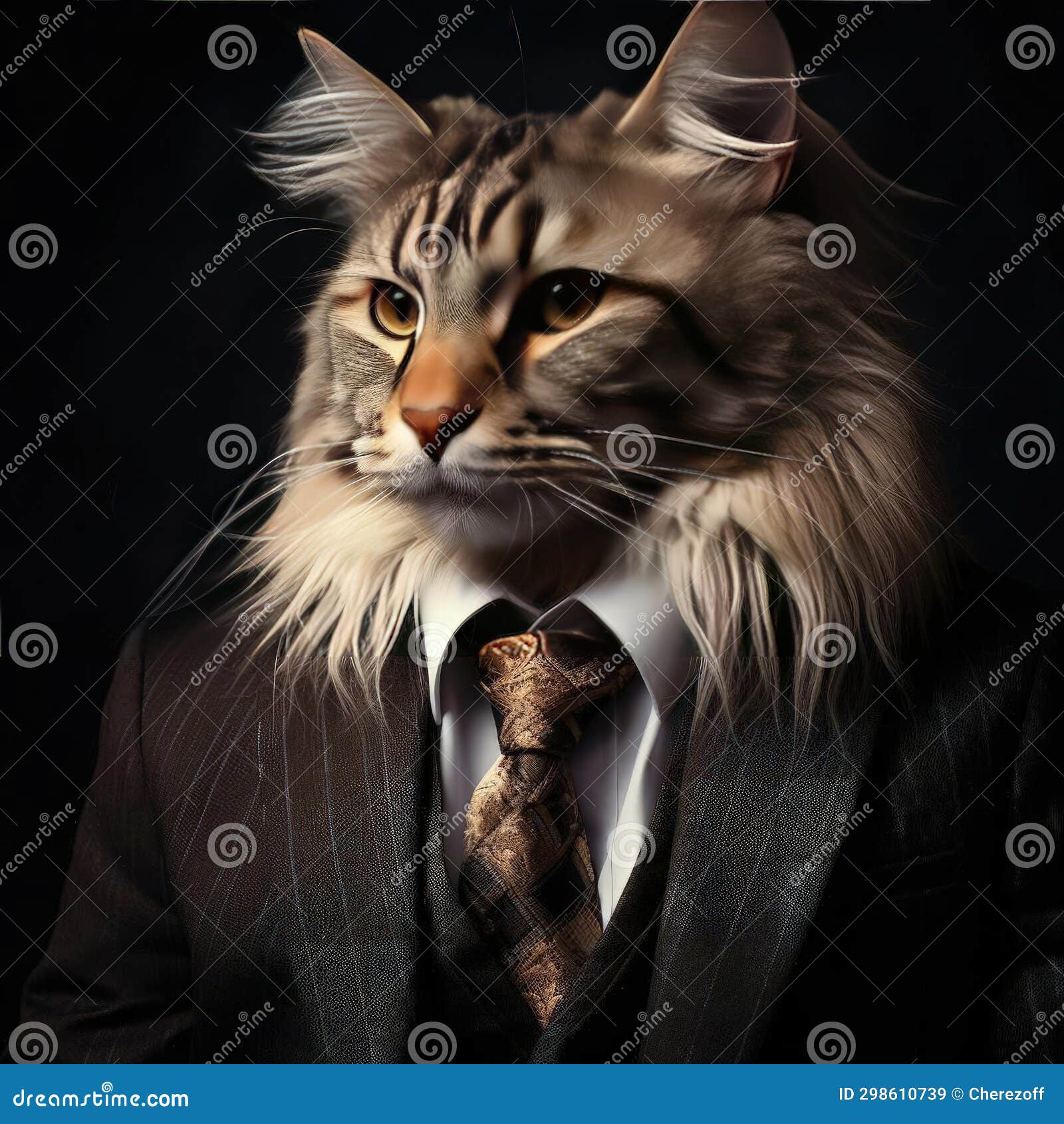 Cat in suit and tie stock image. Image of working, investor 298610739