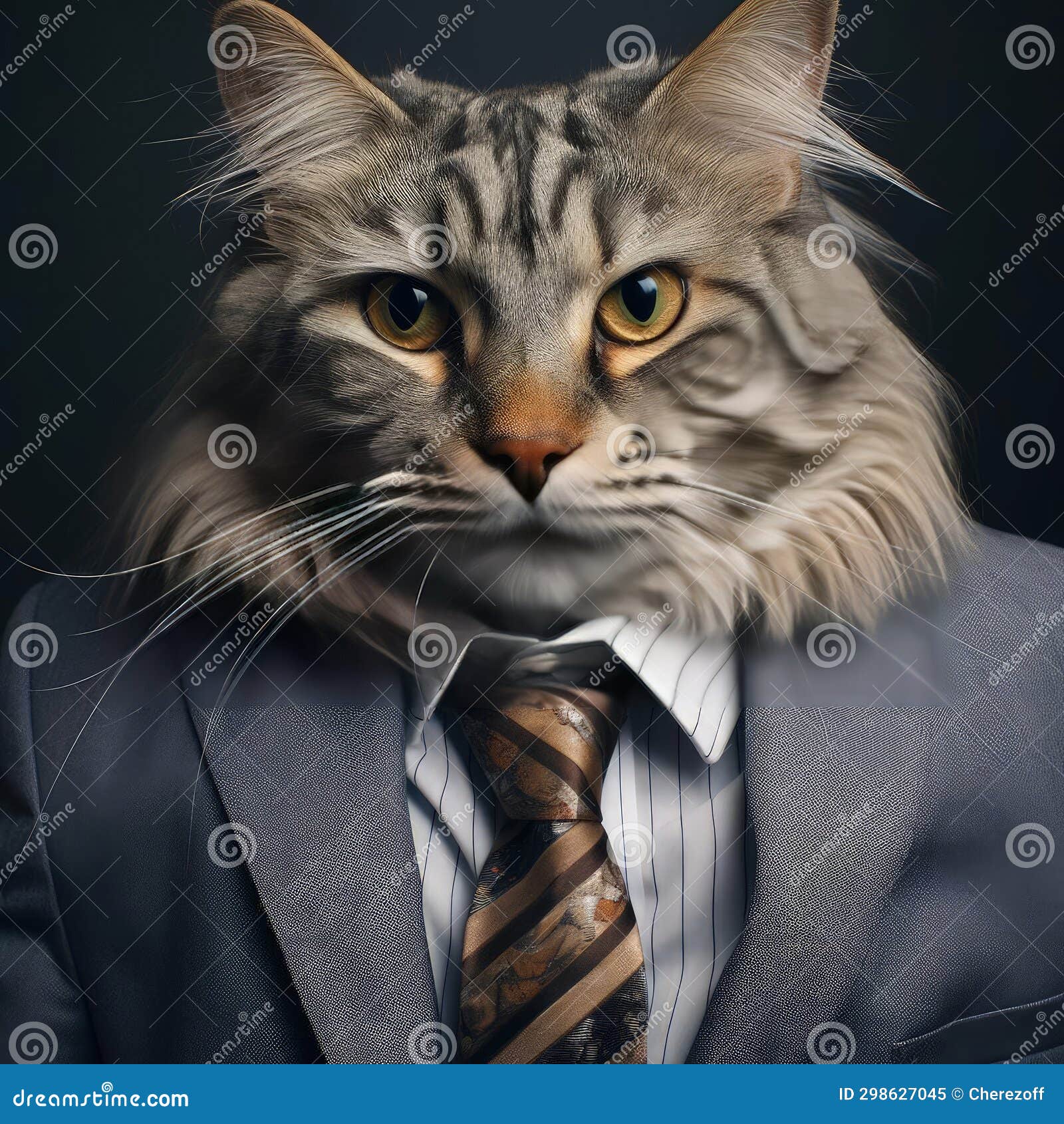 Cat in suit and tie stock image. Image of businessman 298627045