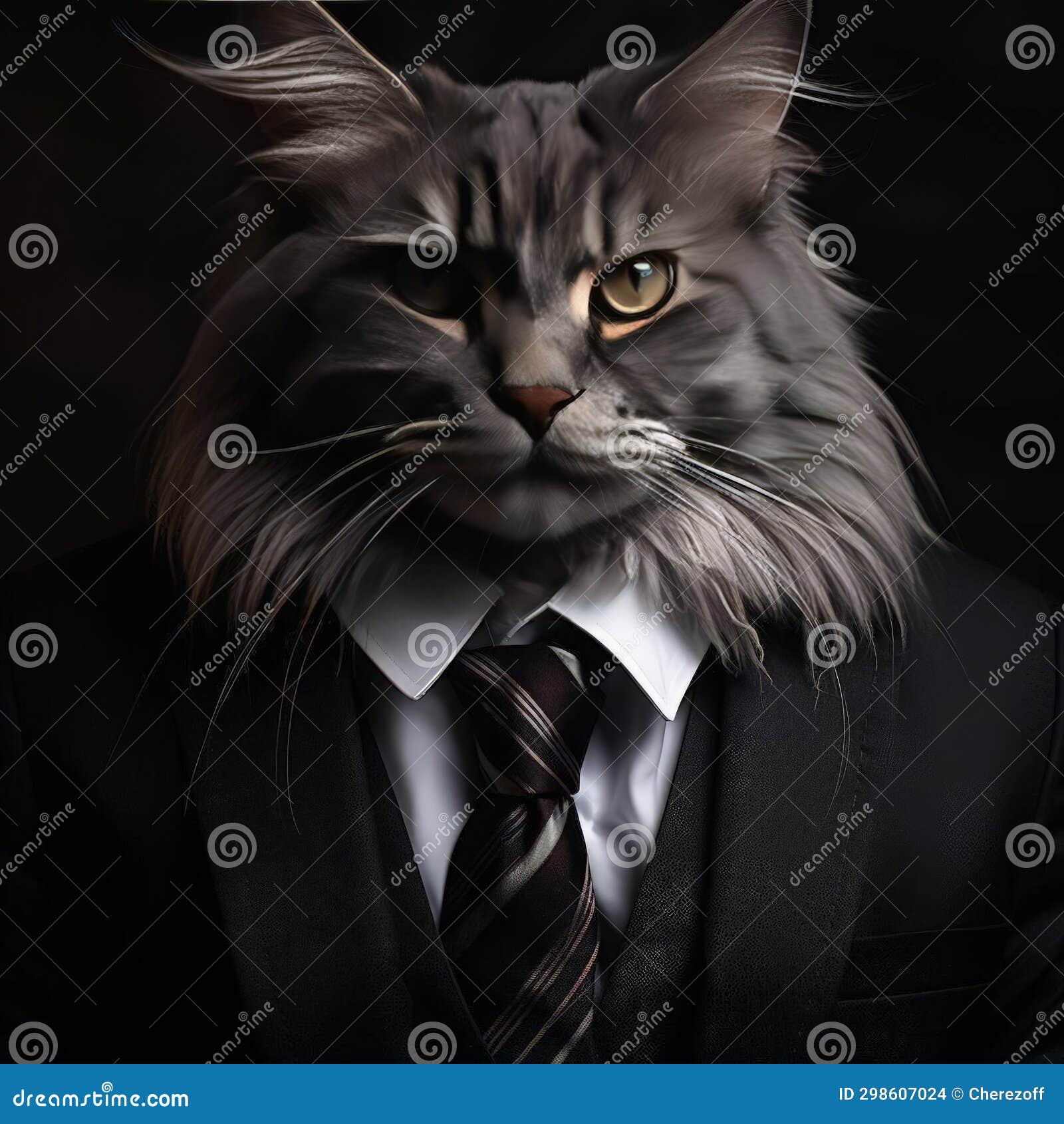 Cat in suit and tie stock photo. Image of imposing, suit 298607024