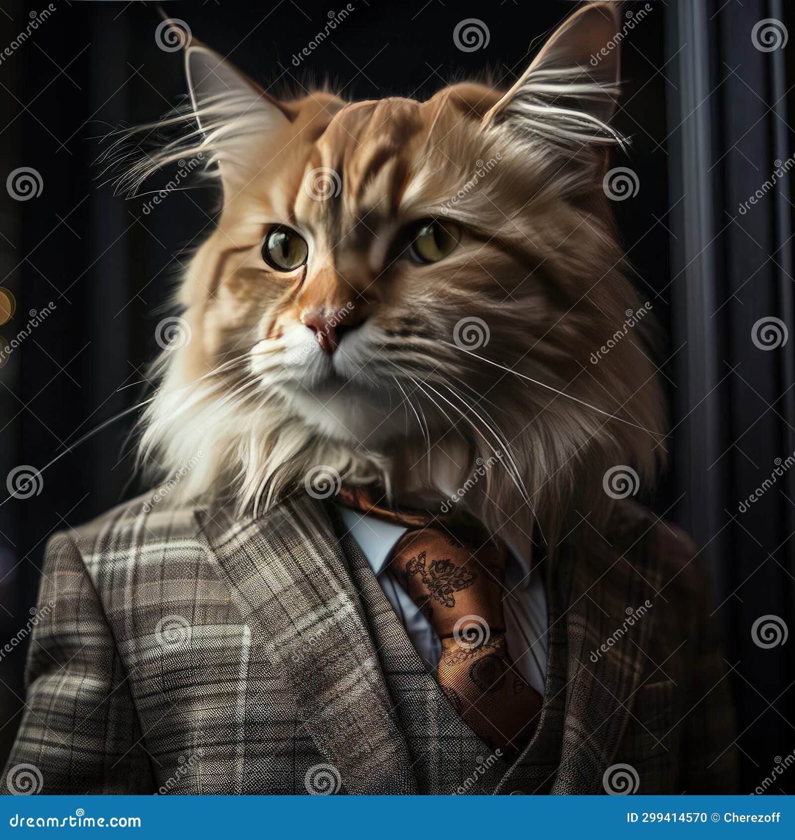 Cat in suit and tie stock photo. Image of businessman 299414570
