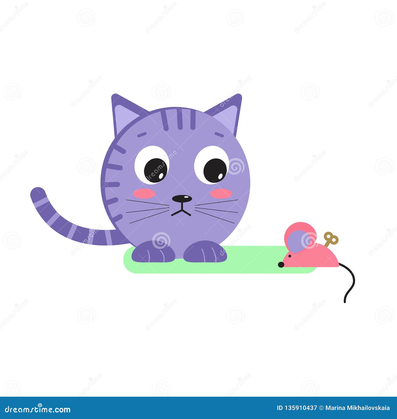 Cat And Toy Clockwork Mouse Simple Drawing Stock Vector Illustration Of Cartoon Head