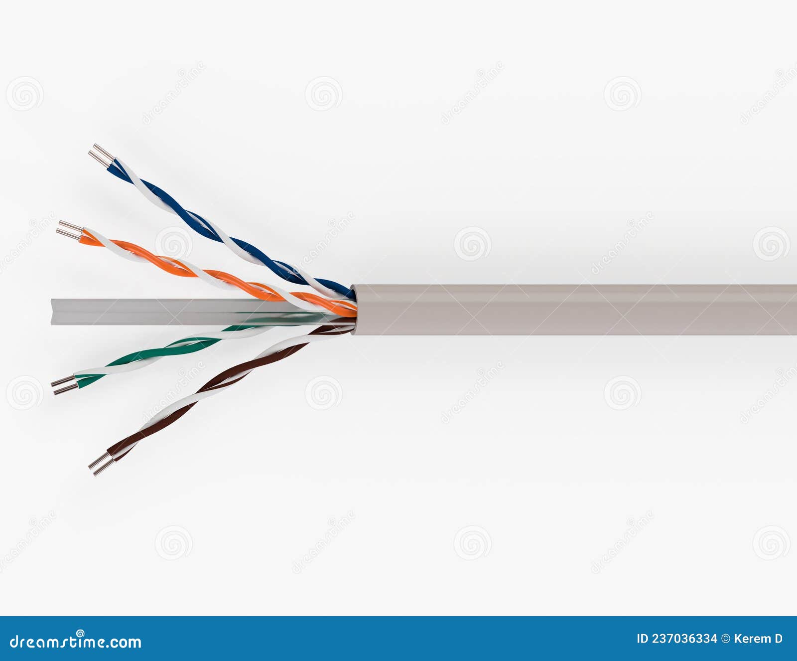 cat6 u/utp pvc lan data ethernet cable 3d rendering