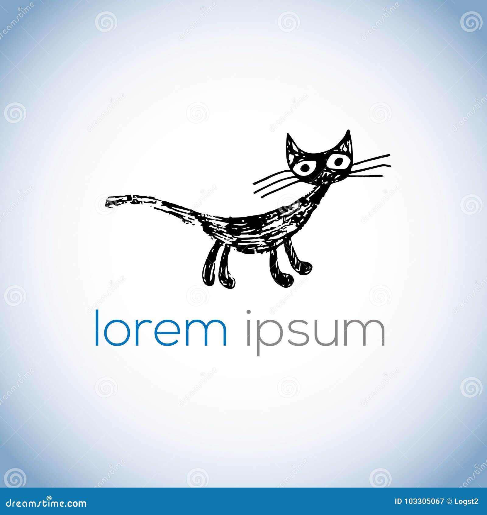 Cat Vector Hand Drawn Illustration Stock Vector - Illustration of