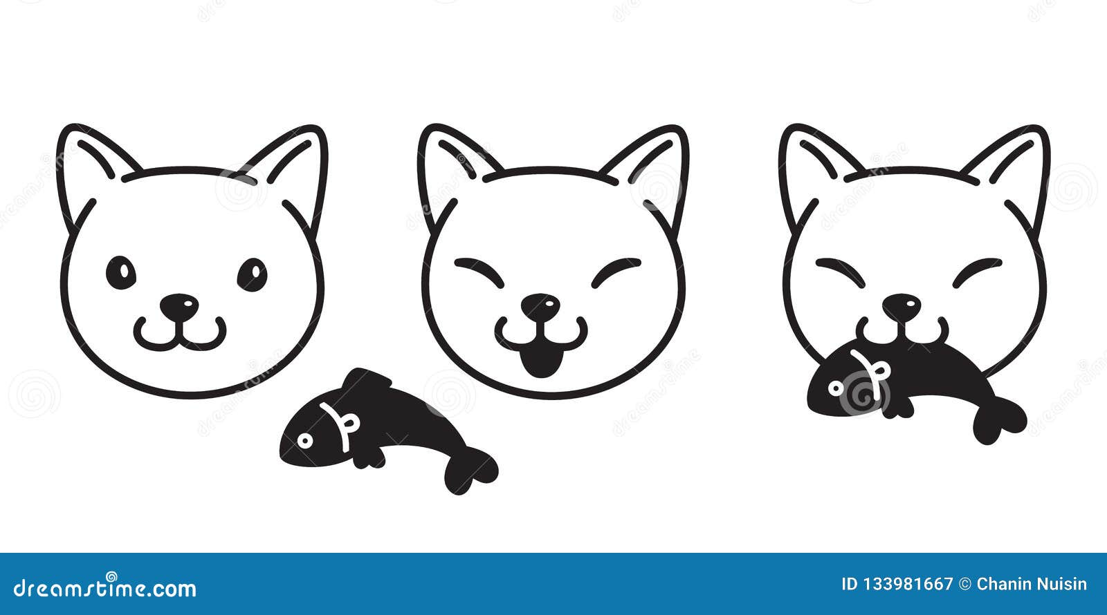 Cat Vector Icon Kitten Calico Eating Fish Salmon Tuna Logo Cartoon  Character Illustration Doodle Stock Illustration - Illustration of  background, fabric: 133981667