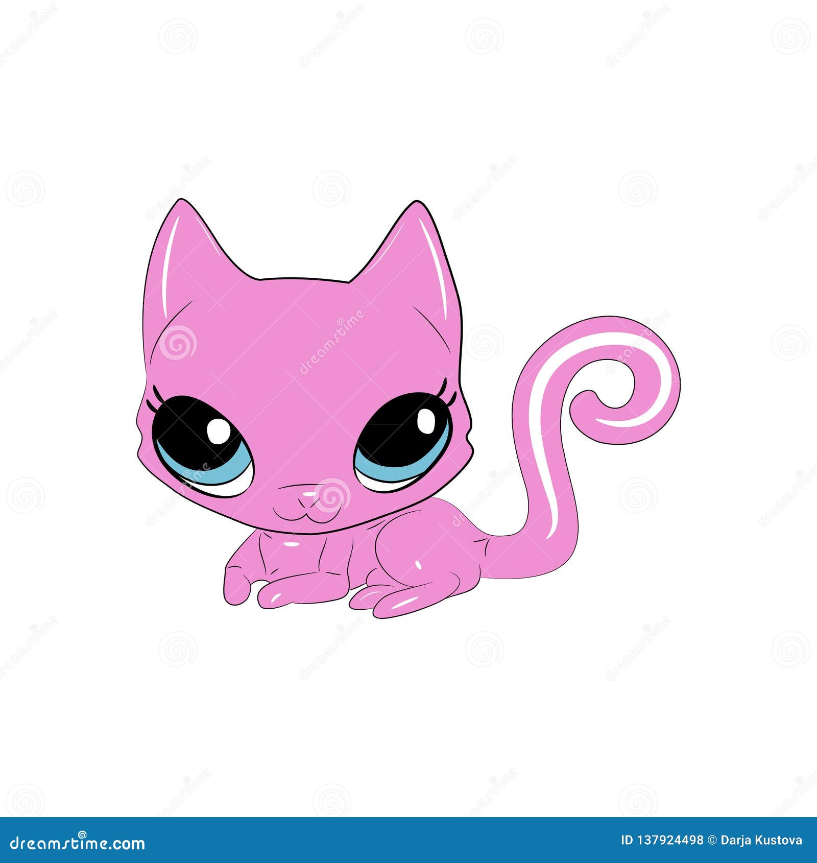 Download Cat Vector Illustration. Cute Cartoon Animal With Big Eyes Stock Vector - Illustration of icon ...