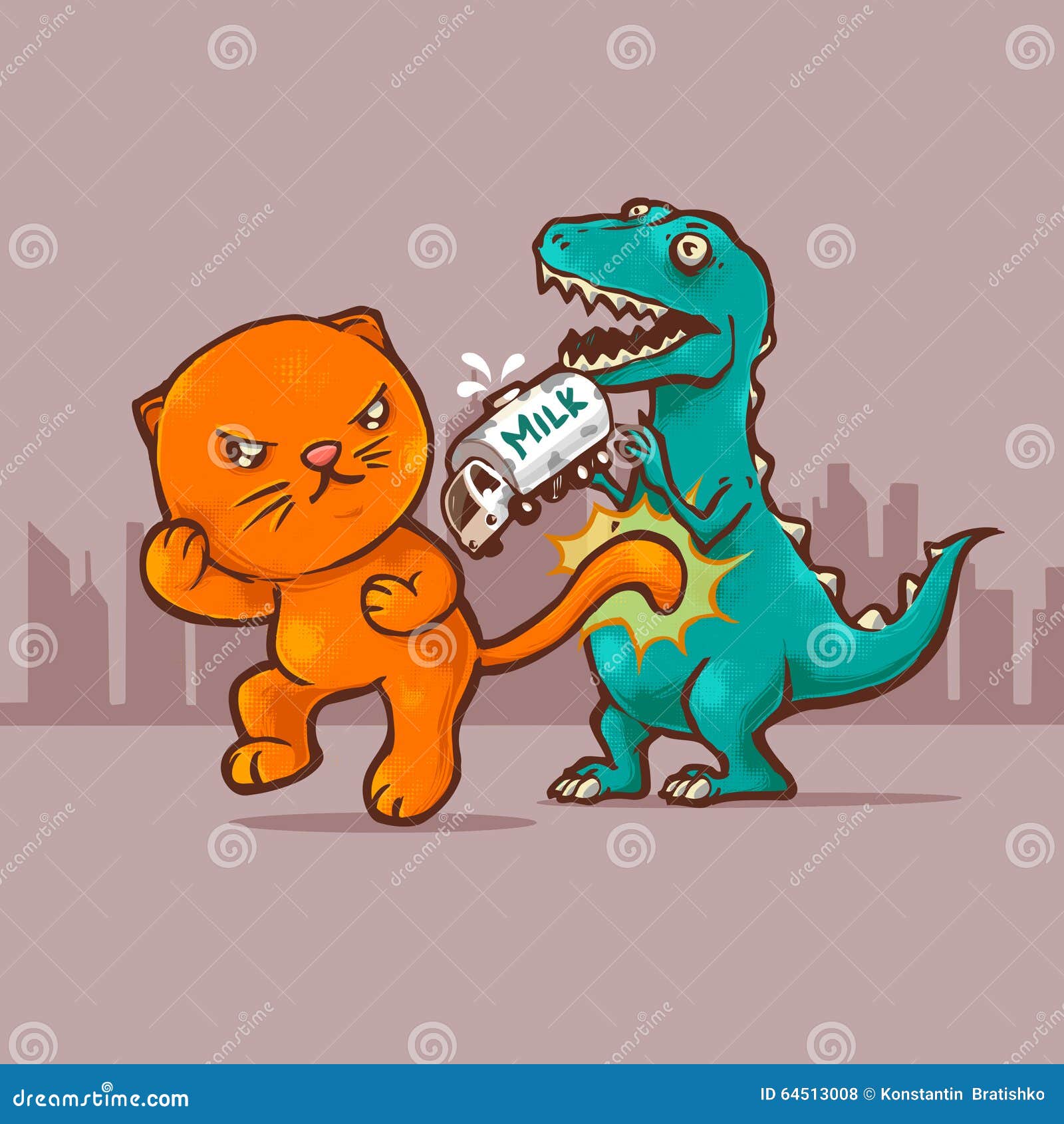 Cat versus dino stock illustration. Illustration of ache 64513008