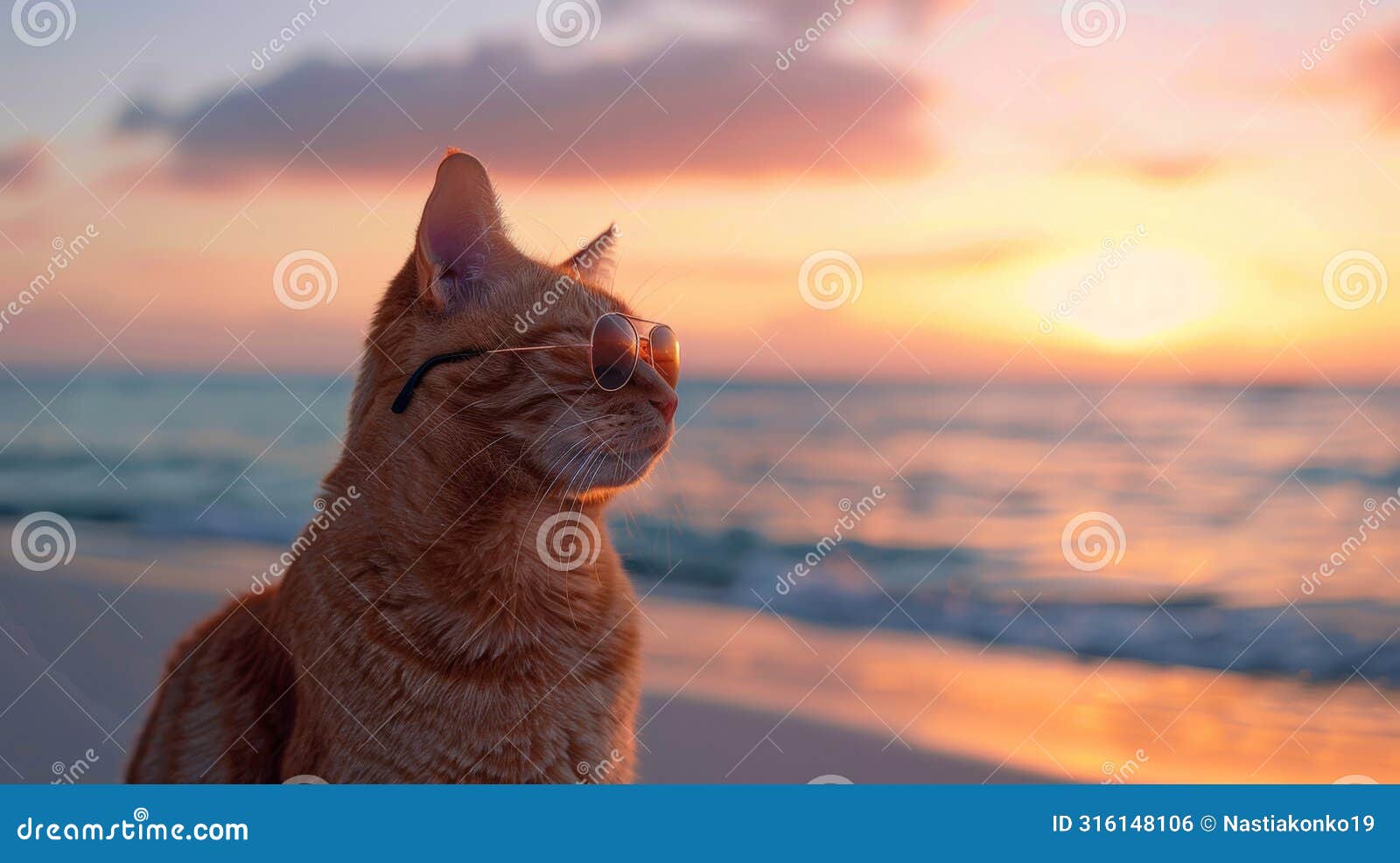 A Cat Watching Sunset on the Beach Stock Photo - Image of sunset, ocean:  316148106, image size:1600x987