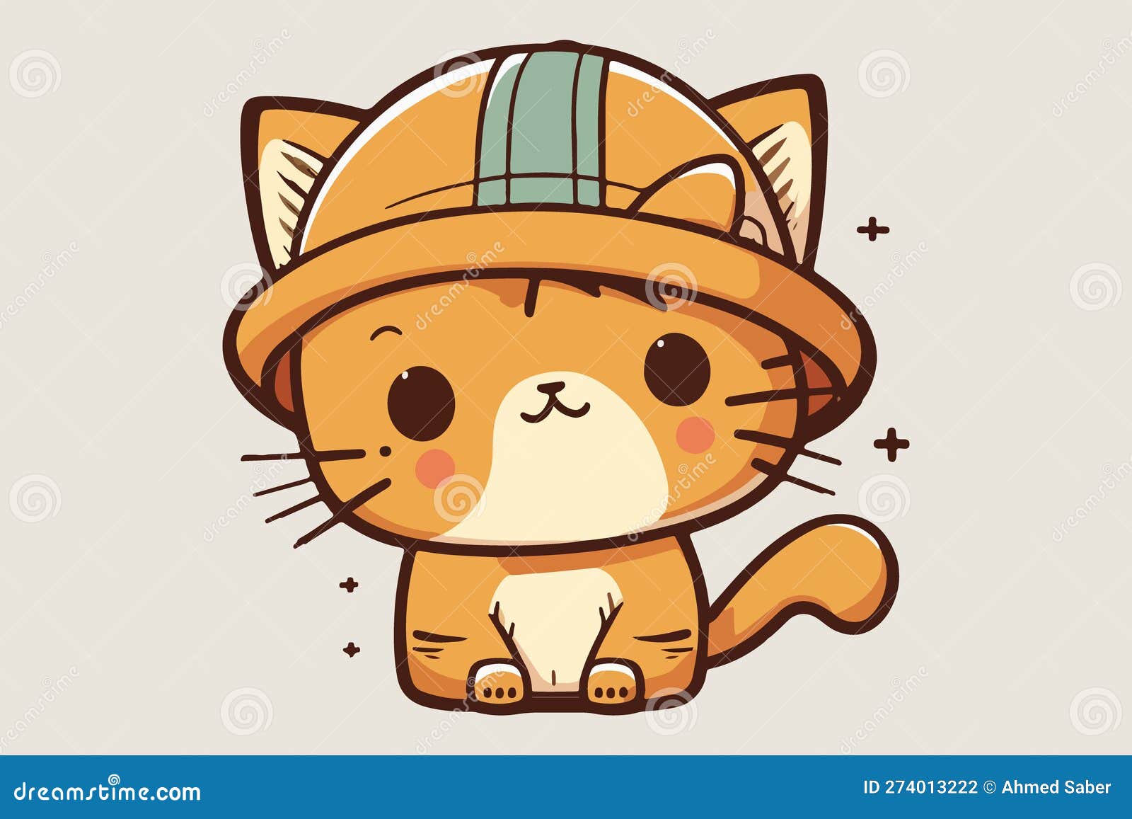 Cat Wearing a Hat Vector Illustration Stock Vector Illustration of