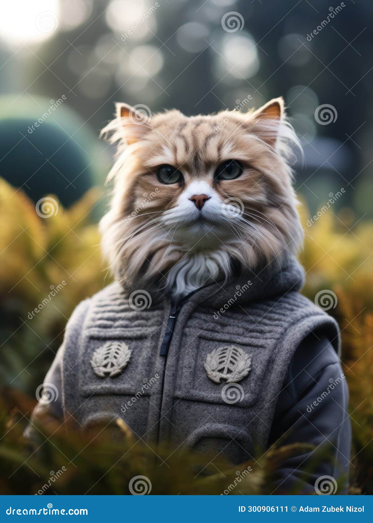 A cat wearing a vest stock illustration. Illustration of house 300906111