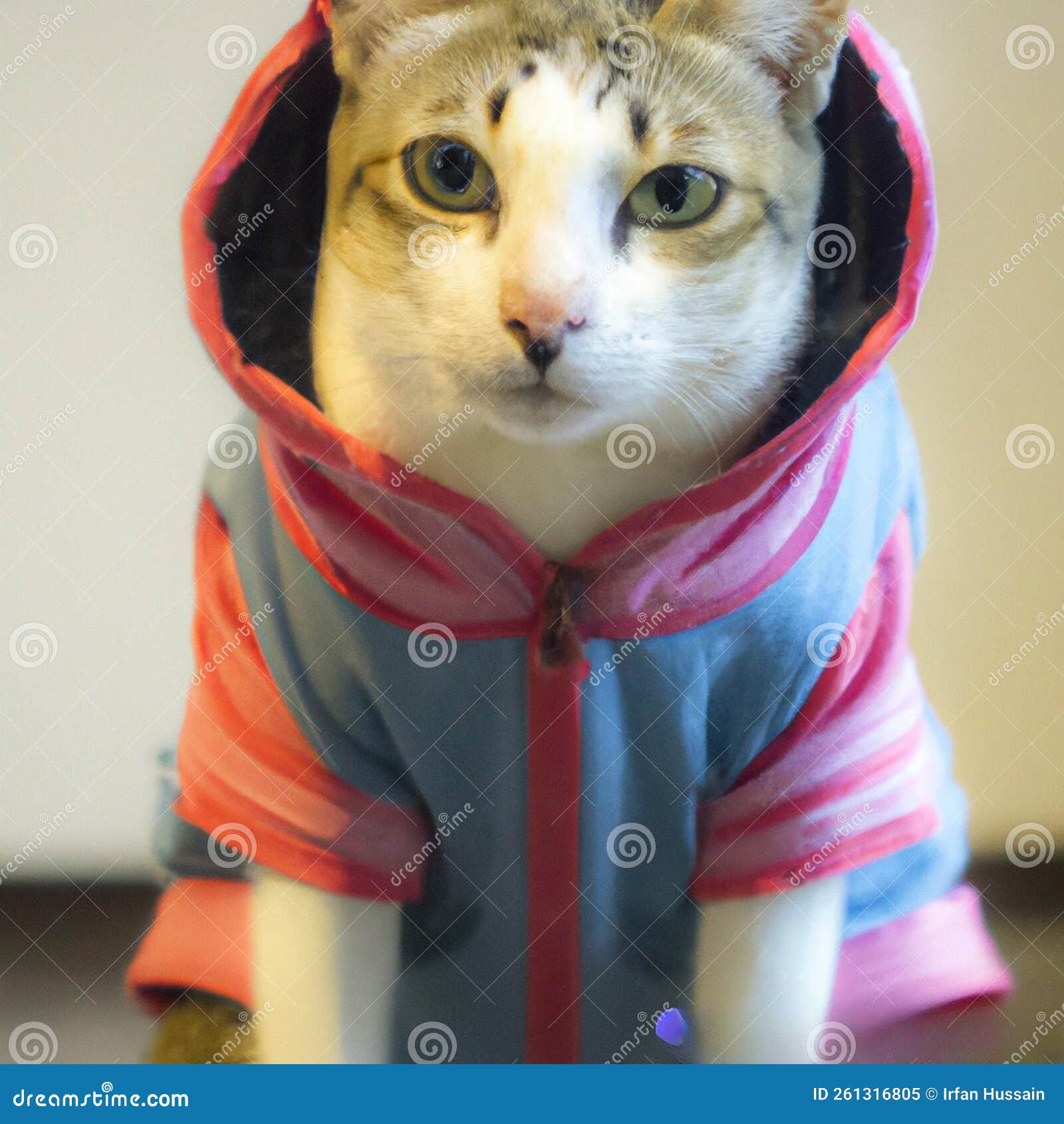 Cat wears clothes stock image. Image of skin, wears 261316805