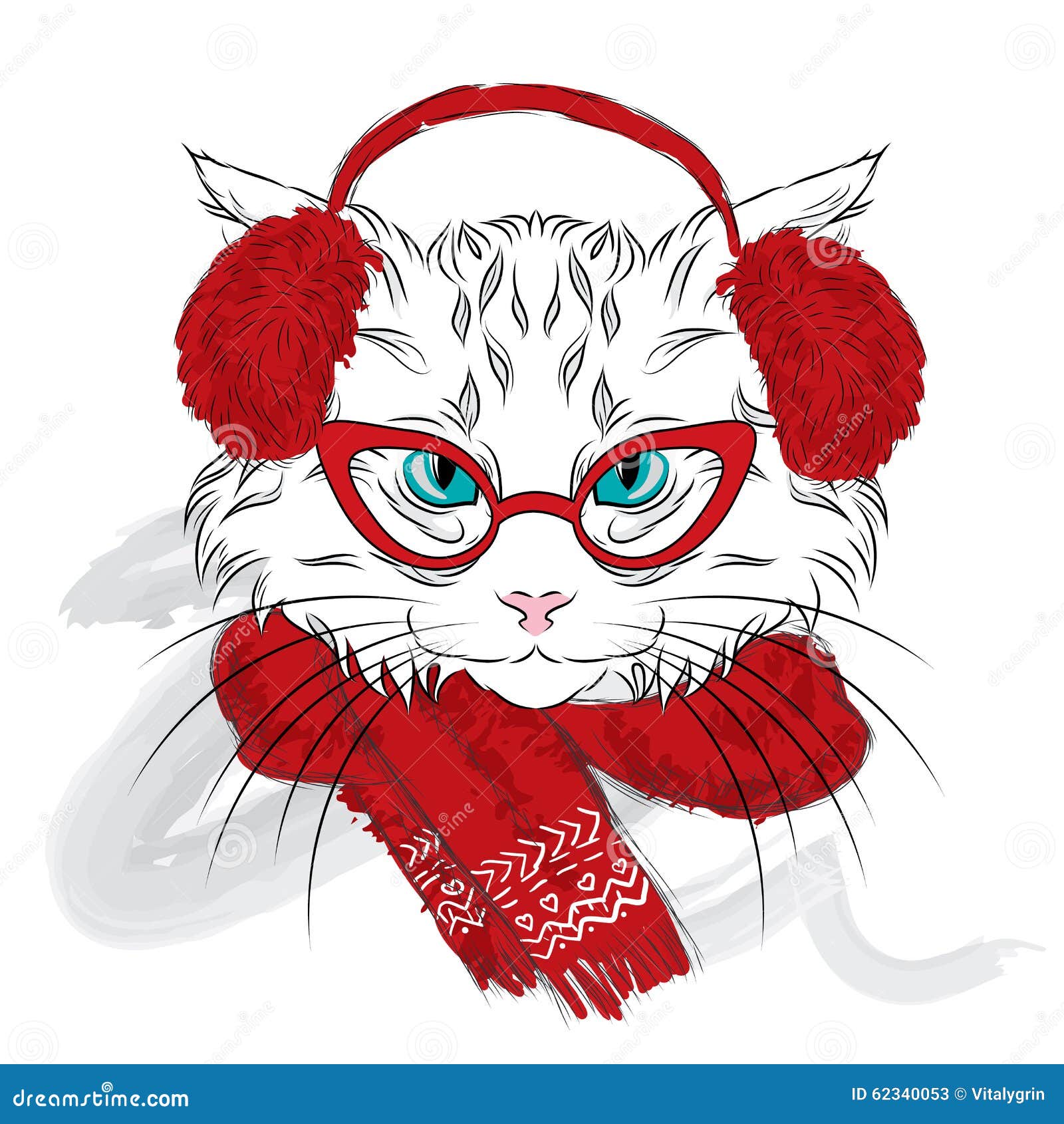 cat were drawn by hand. cat  . cat in the winter clothes .