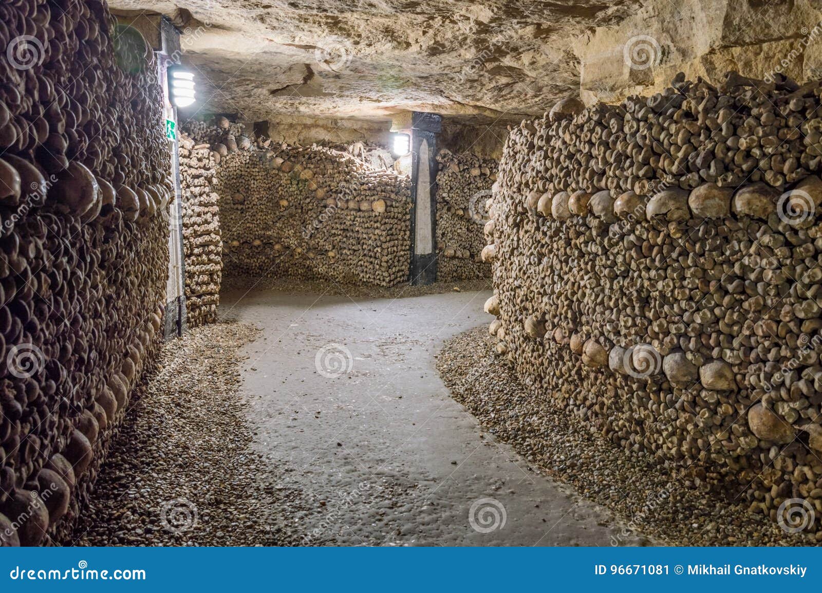 catacombs, tunnels, walls made of bones and skulls