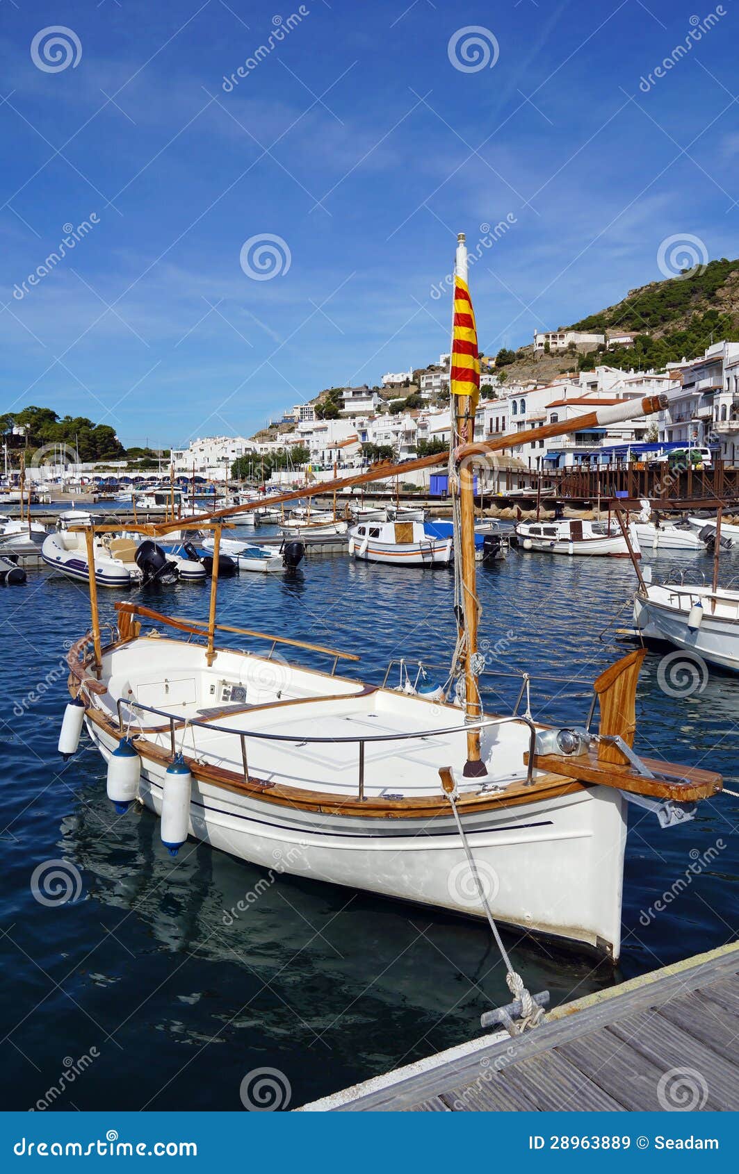 Catalan Boat At Dock In The Mediterranean Sea Stock Image 