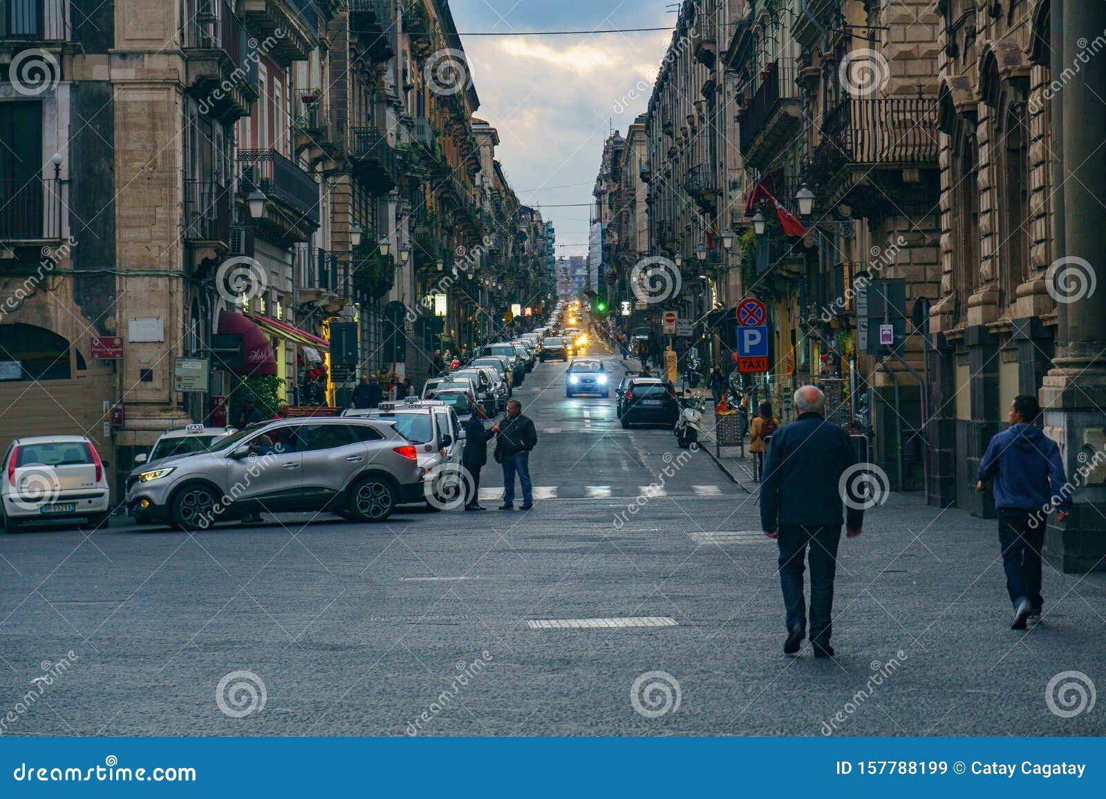 Catania Streets after Sunrise in Sicily 3 November 2017 Editorial Stock
