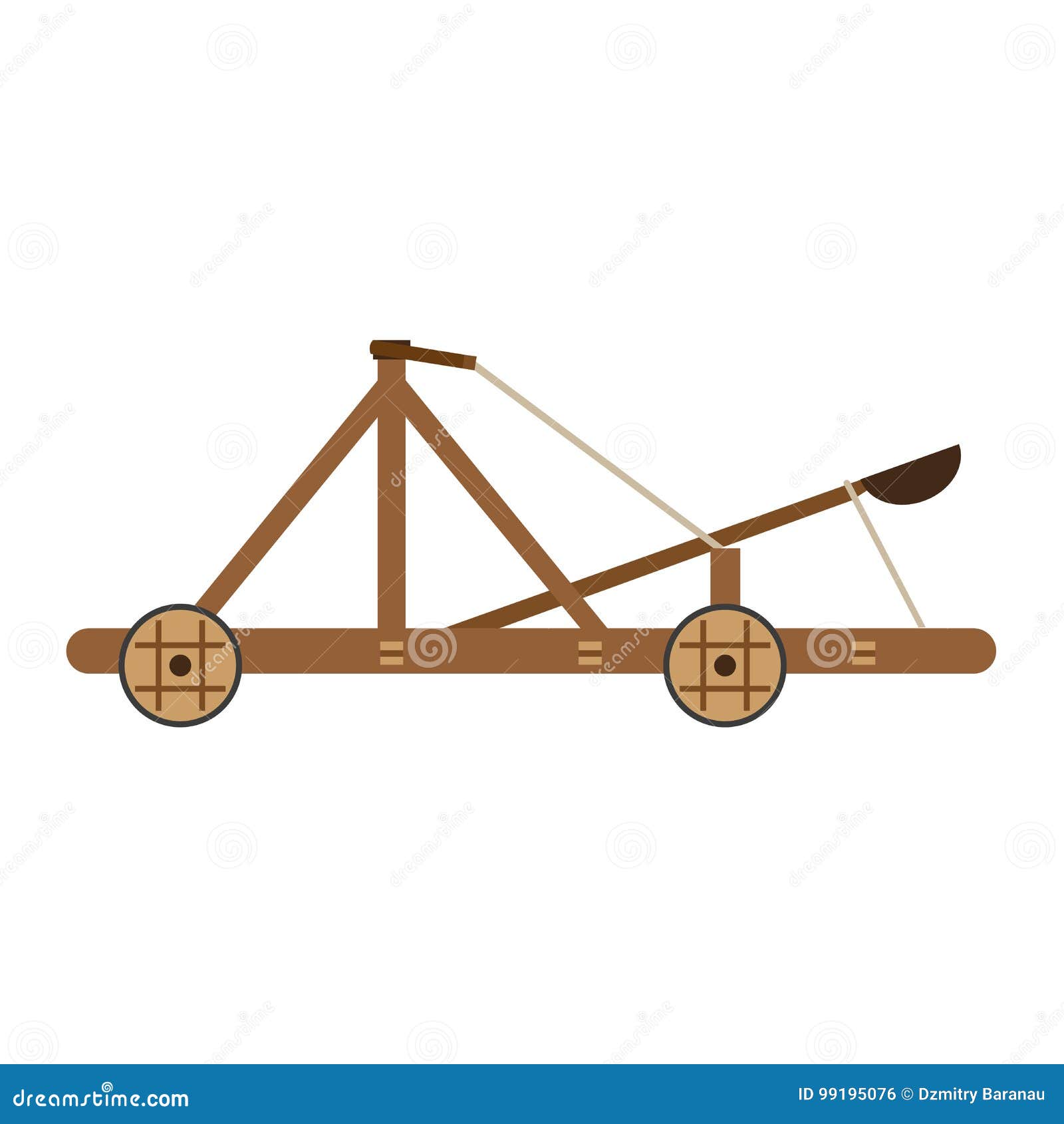 Catapult Vector Medieval Illustration Isolated Wooden Old War White